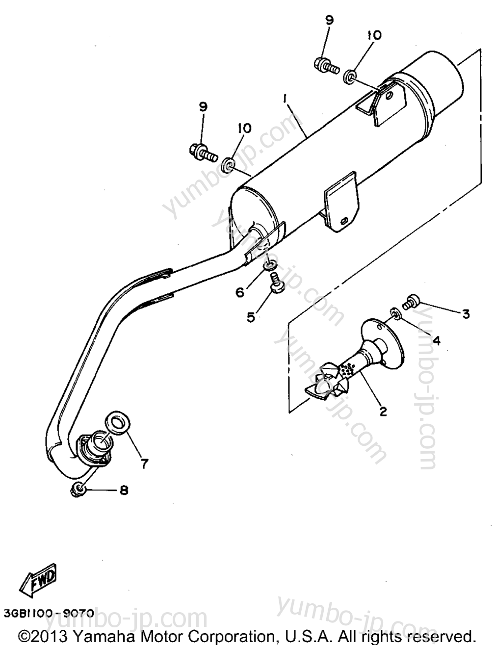 Exhaust for ATVs YAMAHA BADGER (YFM80G) 1995 year