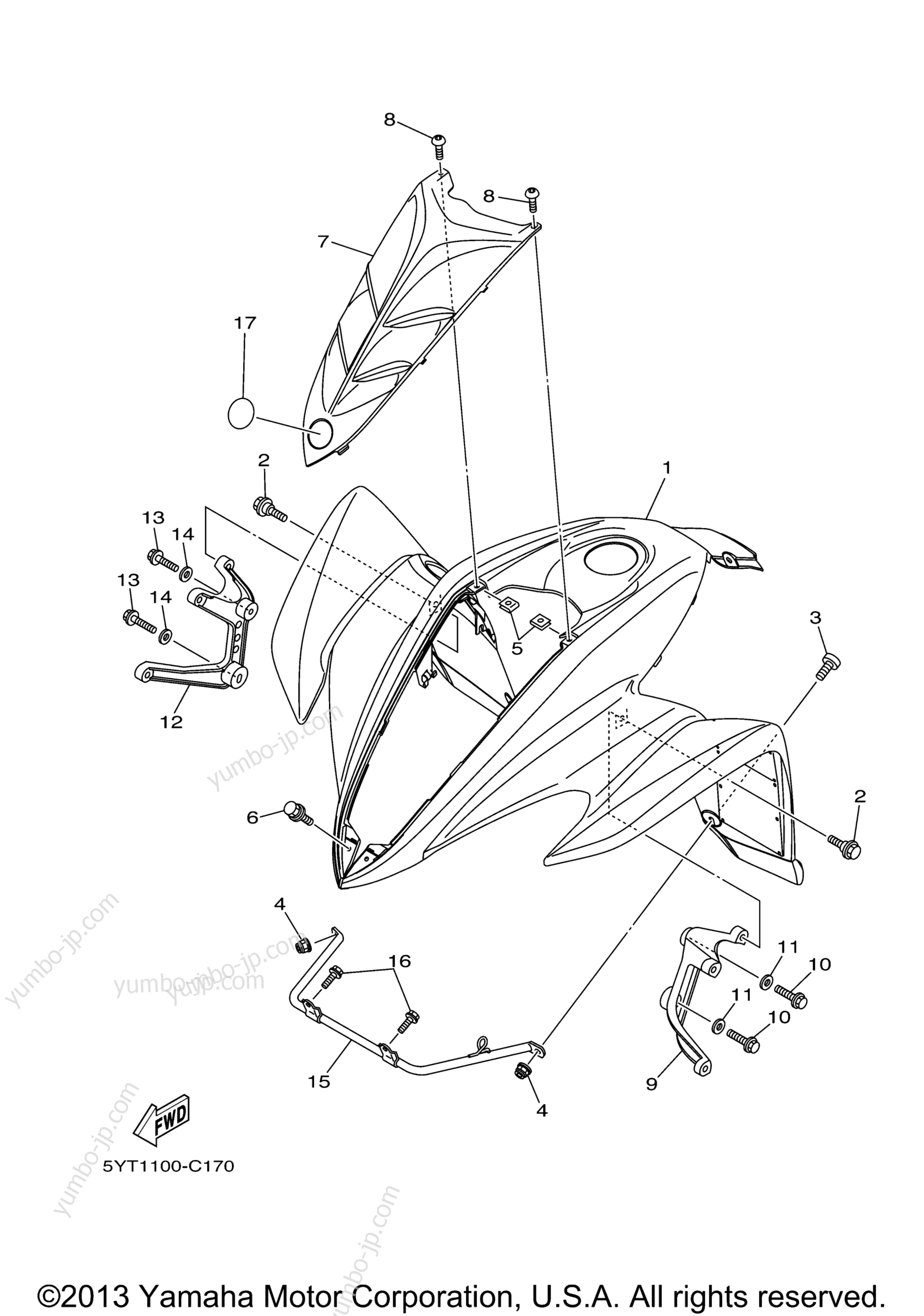 FRONT FENDER для квадроциклов YAMAHA RAPTOR 350 (YFM35RW) 2007 г.