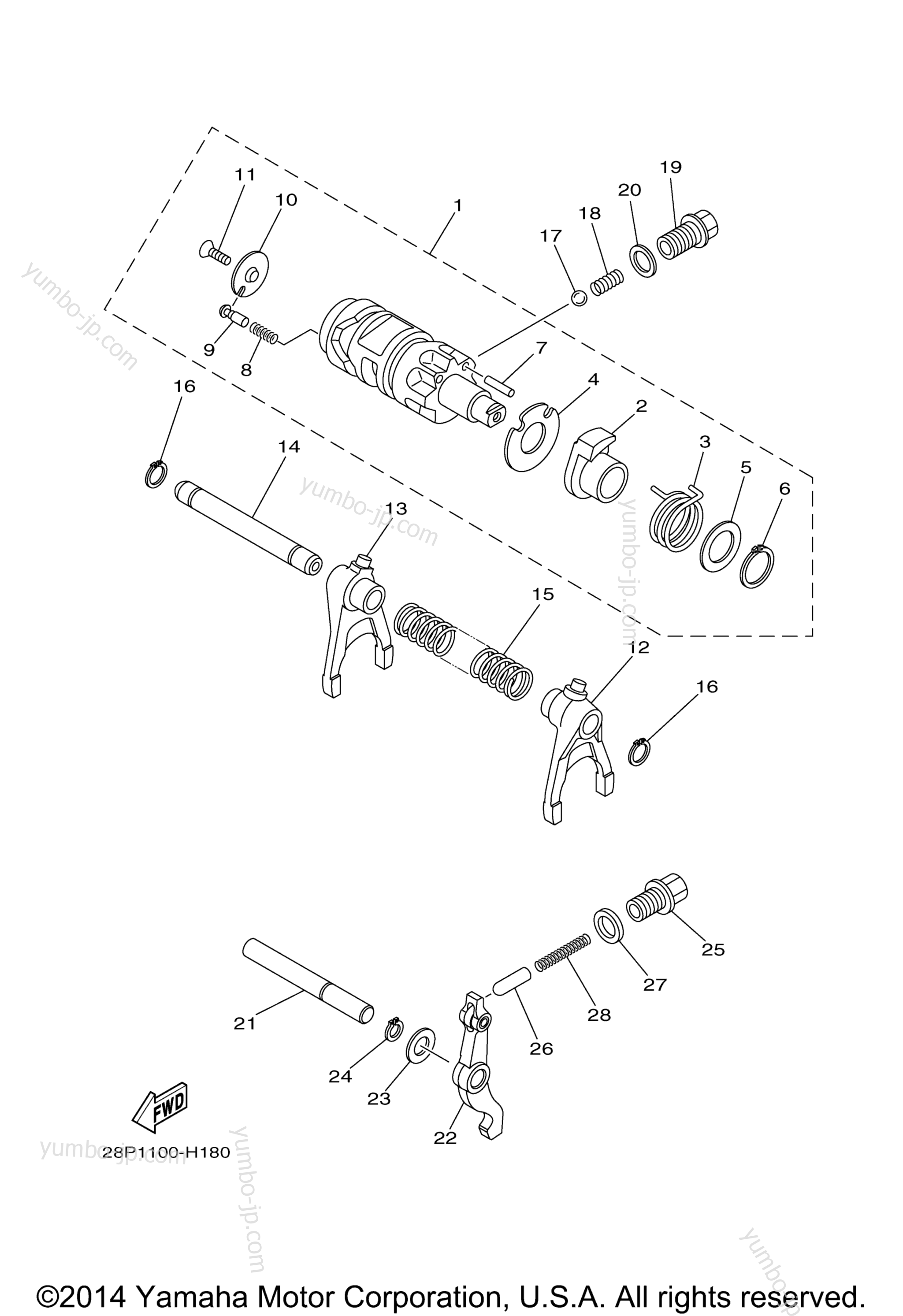 Shift Cam Fork для квадроциклов YAMAHA GRIZZLY 700 FI 4WD (YFM7FGYL) 2009 г.