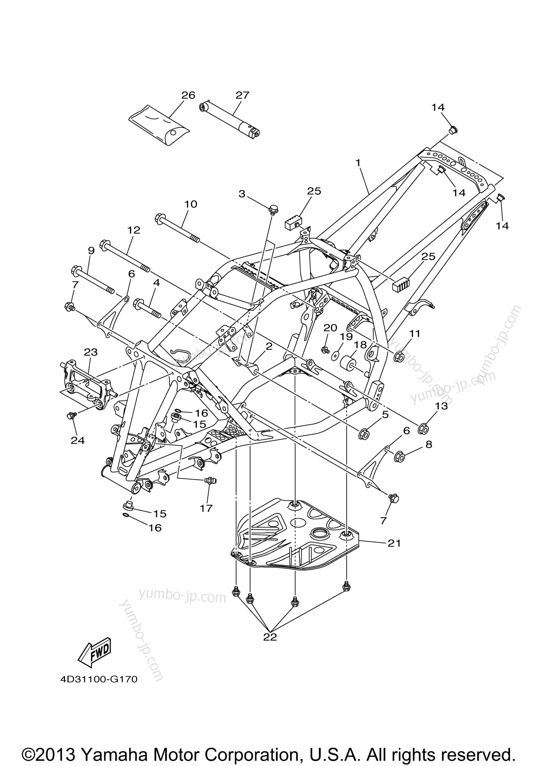 FRAME for ATVs YAMAHA RAPTOR 250 SPECIAL EDITION (YFM25RSPX) 2008 year