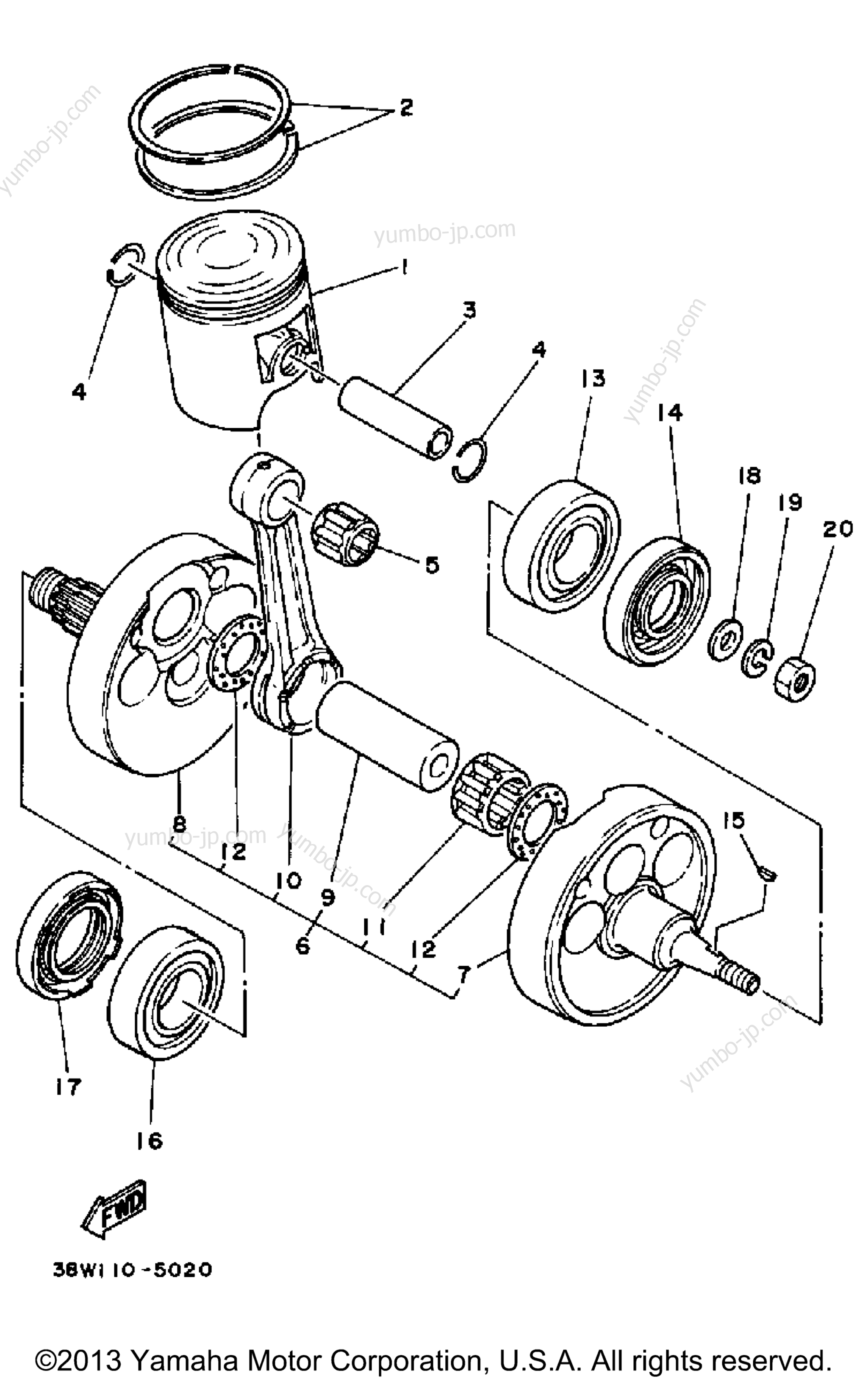 Crankshaft-Piston для квадроциклов YAMAHA YTZ250S 1986 г.