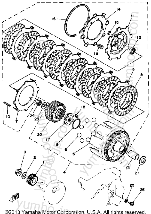 Устройство сцепления для квадроциклов YAMAHA YT175J 1982 г.