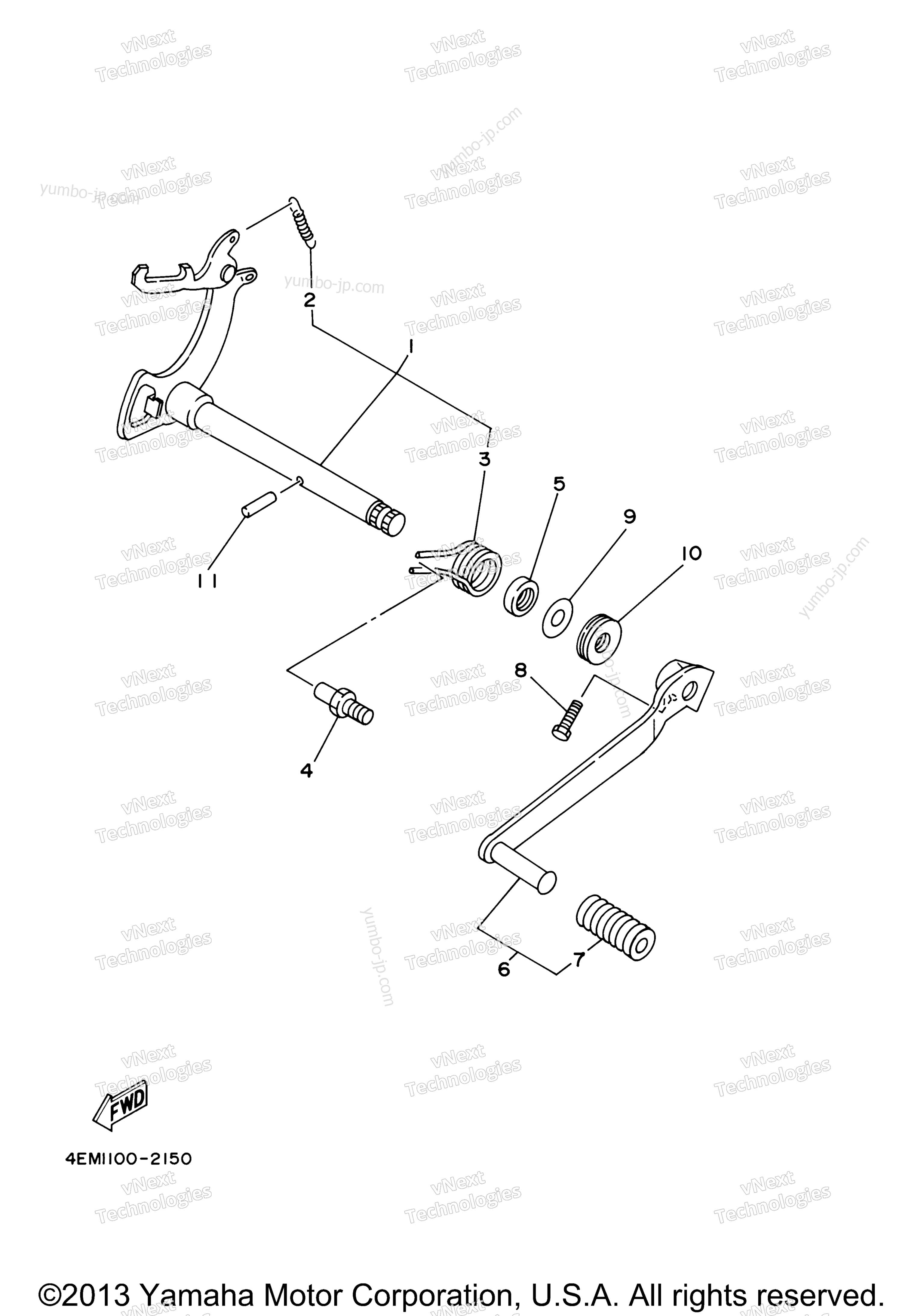 SHIFT SHAFT for ATVs YAMAHA BADGER (YFM80MC) CA 2000 year