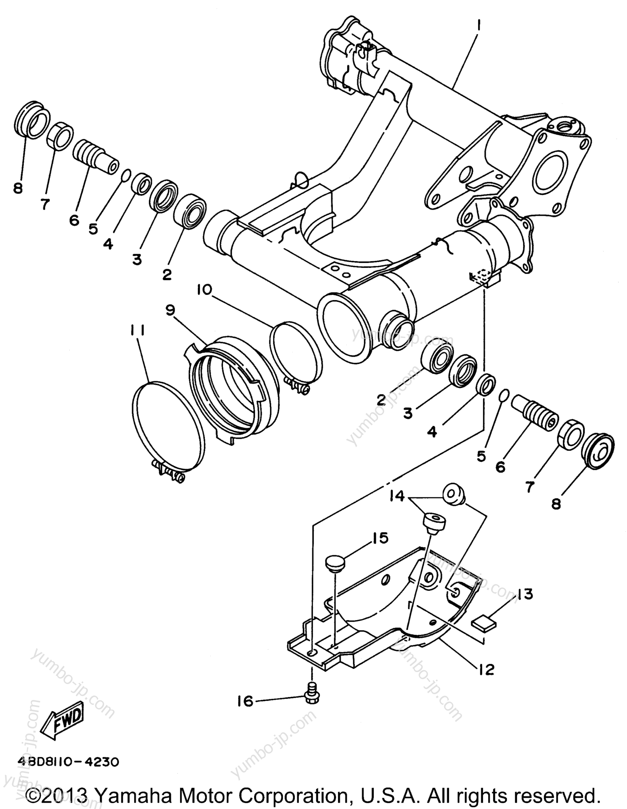 REAR ARM для квадроциклов YAMAHA TIMBERWOLF 2WD (YFB250FWH) 1996 г.