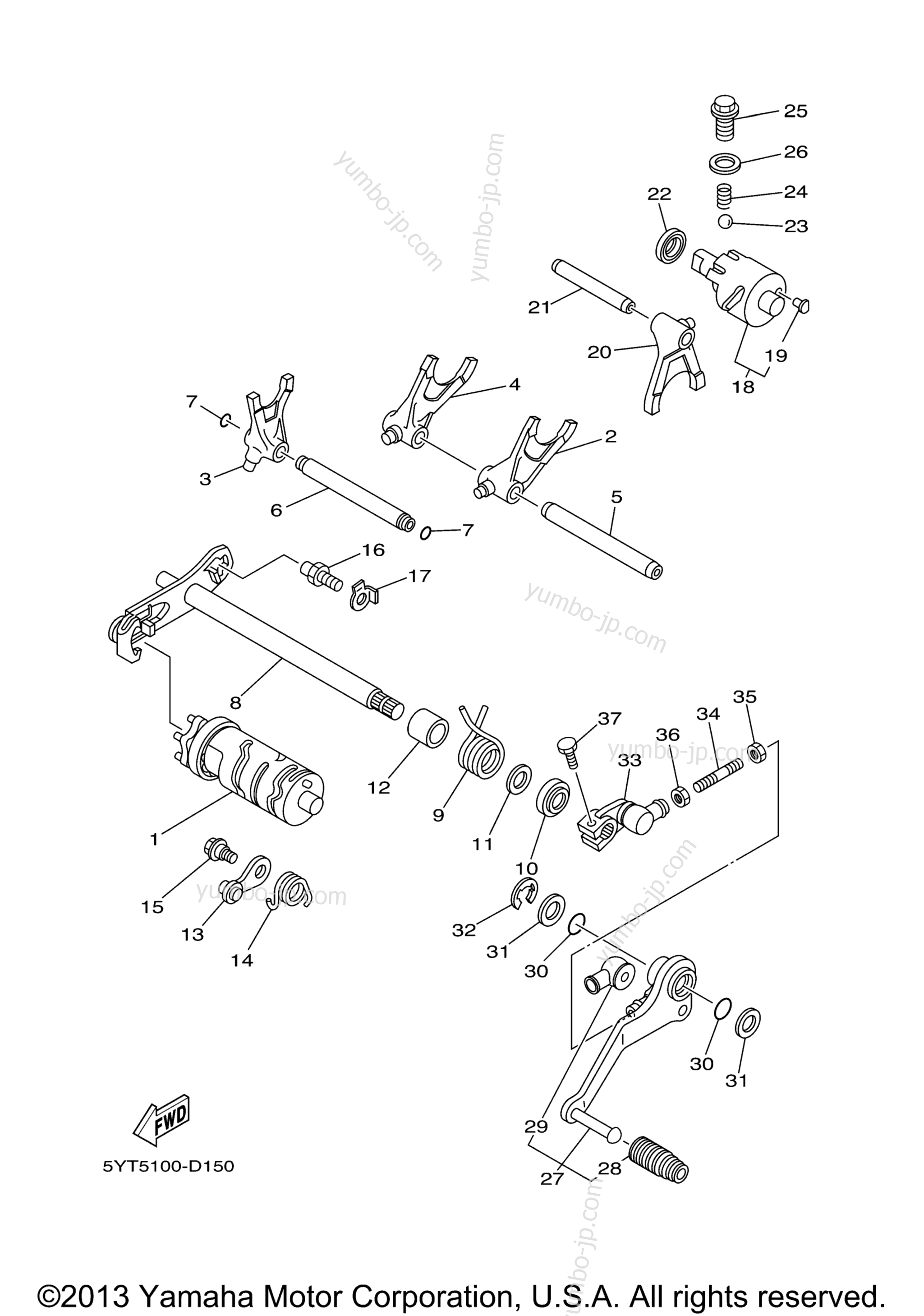 Shift Cam Fork for ATVs YAMAHA RAPTOR 350 (YFM35RW) 2007 year