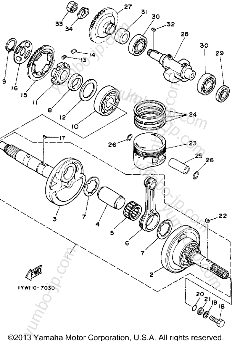 Crankshaft-Piston для квадроциклов YAMAHA BIG BEAR 4WD (YFM350FWA) 1990 г.