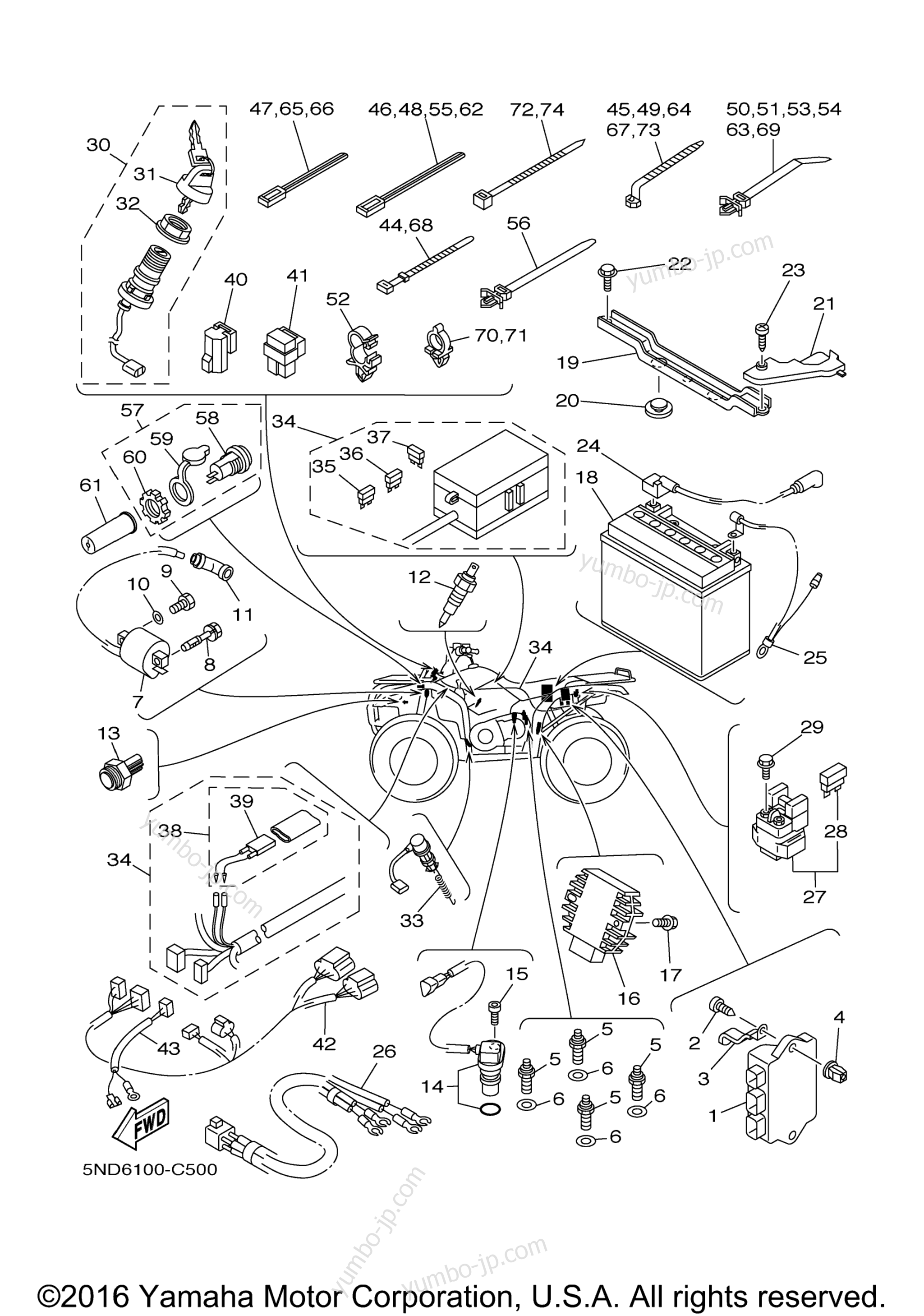 Electrical 1 for ATVs YAMAHA KODIAK 450 AUTO 4X4 (YFM45FAS) 2004 year