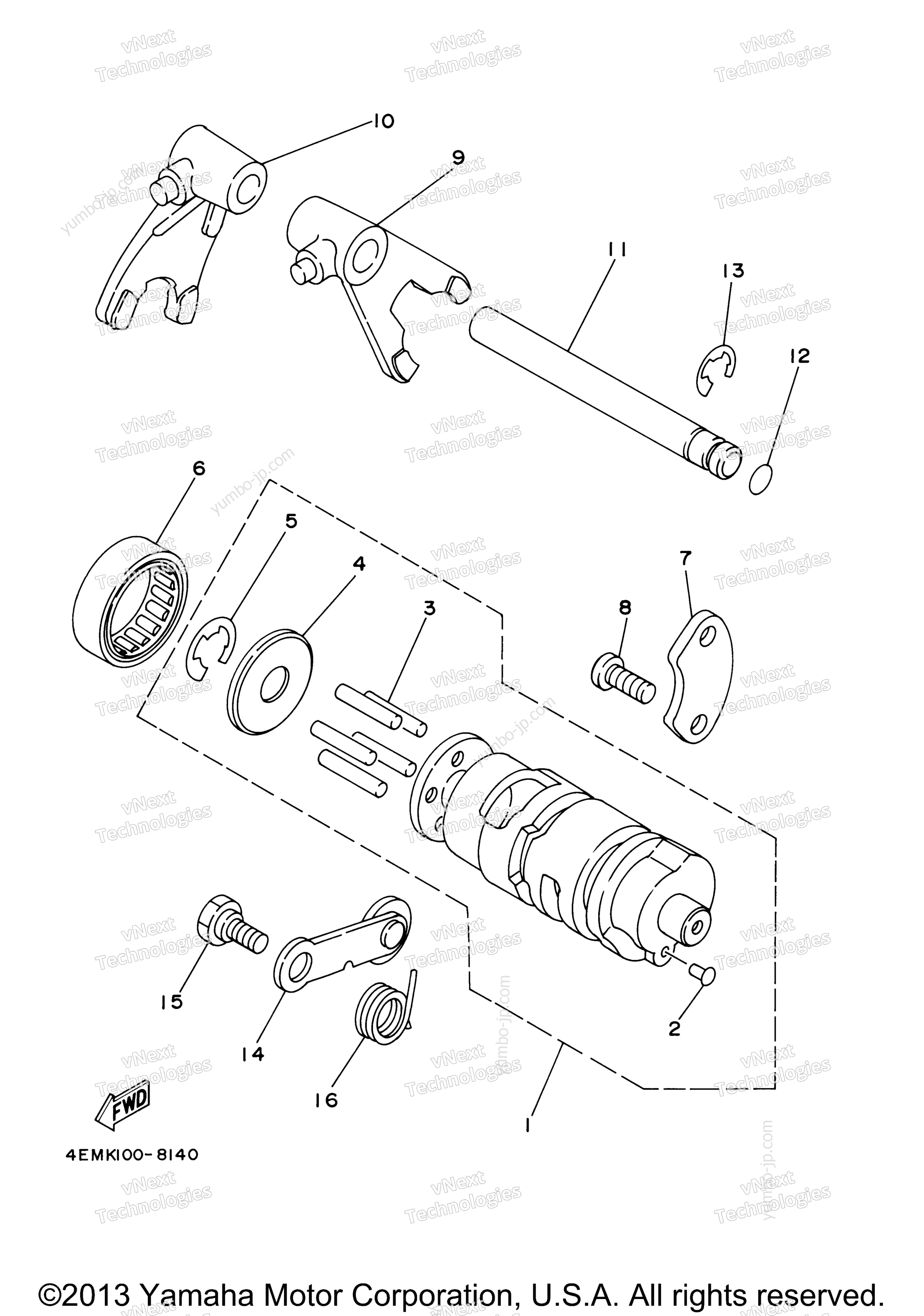 Shift Cam - Fork for ATVs YAMAHA BADGER (YFM80M) 2000 year