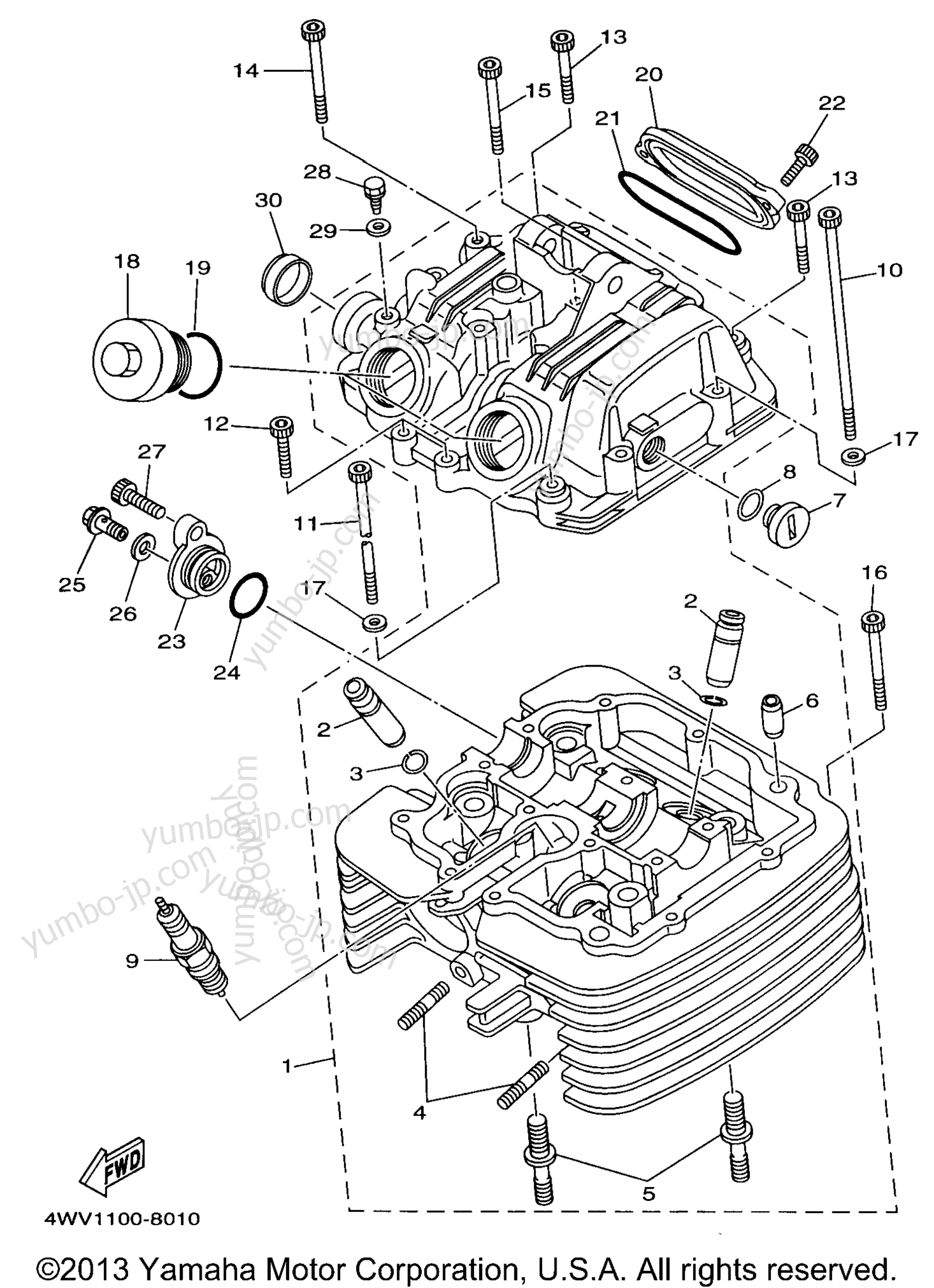 CYLINDER HEAD for ATVs YAMAHA GRIZZLY (YFM600FWAK) 1998 year