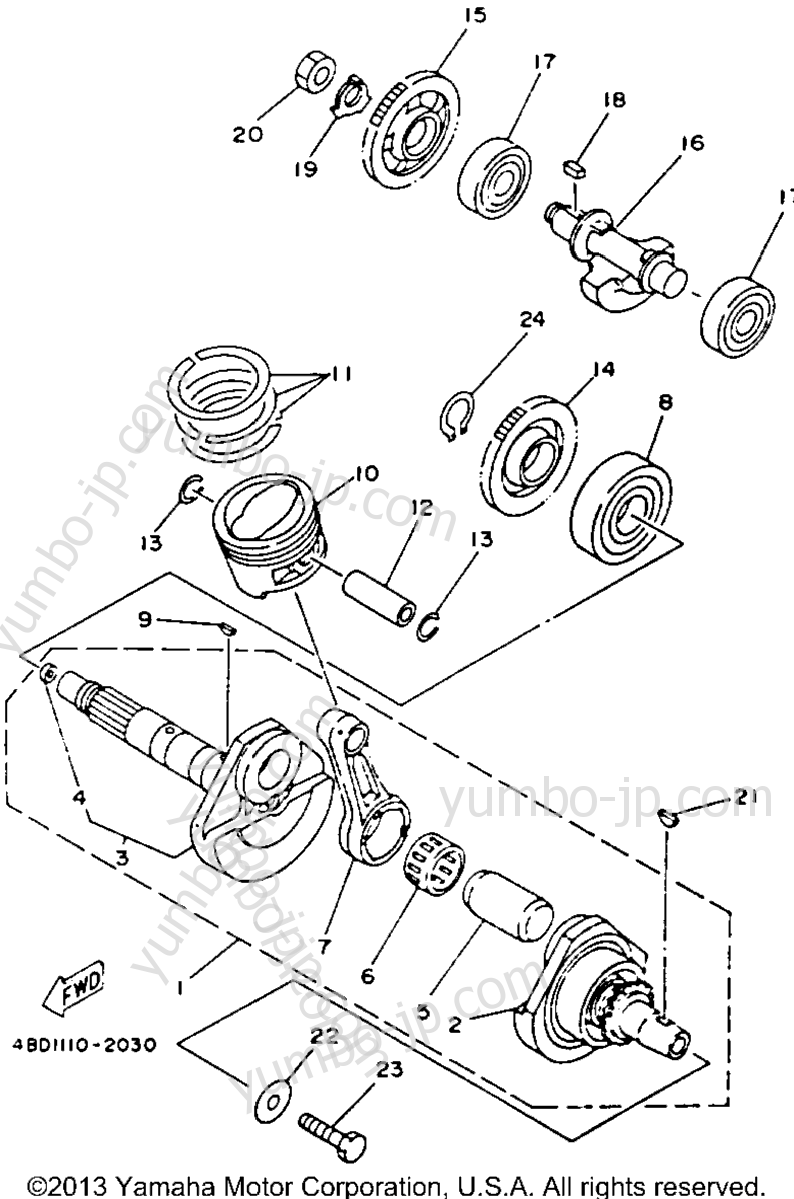 Crankshaft - Piston для квадроциклов YAMAHA YFB250E_MN 1993 г.