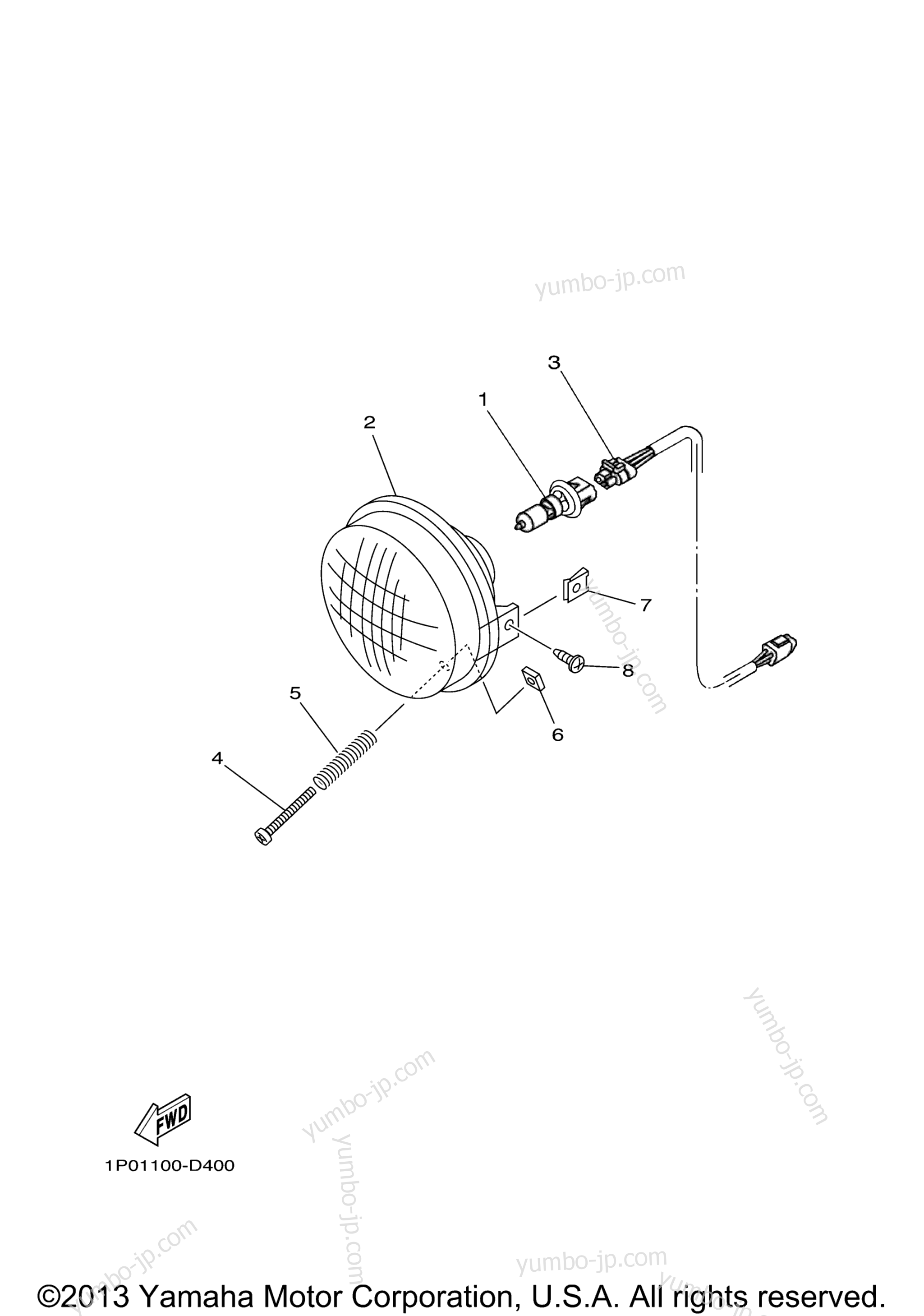 HEADLIGHT для квадроциклов YAMAHA BRUIN 250 2WD (YFM25BV) 2006 г.