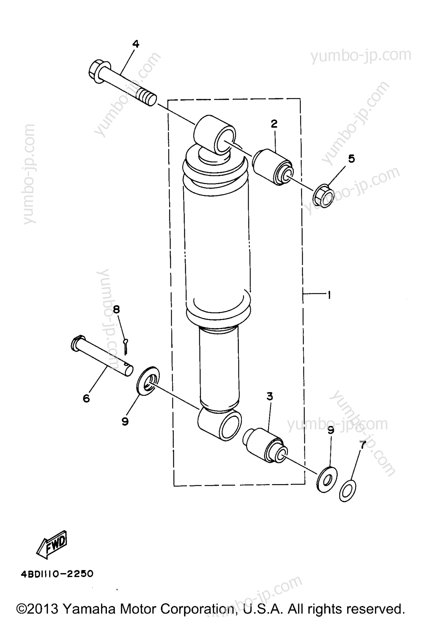 Rear Suspension для квадроциклов YAMAHA TIMBERWOLF 2WD (YFB250UJ_M) 1997 г.