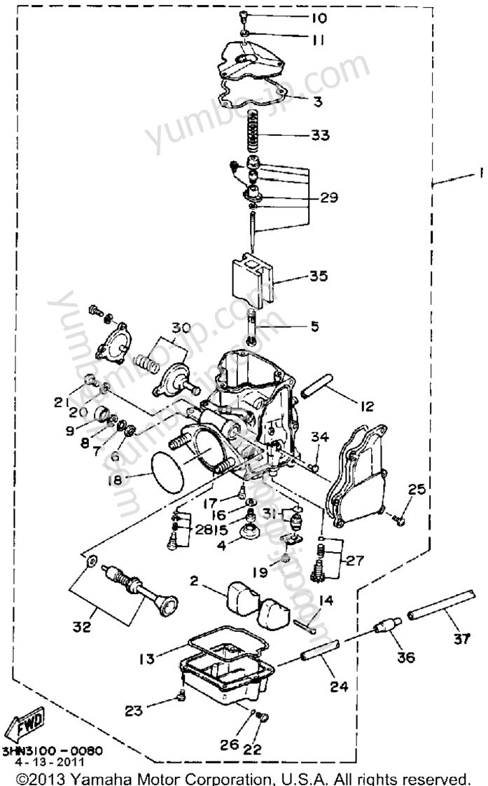 Карбюратор для квадроциклов YAMAHA BIG BEAR 4WD (YFM350FWD_) 1992 г.