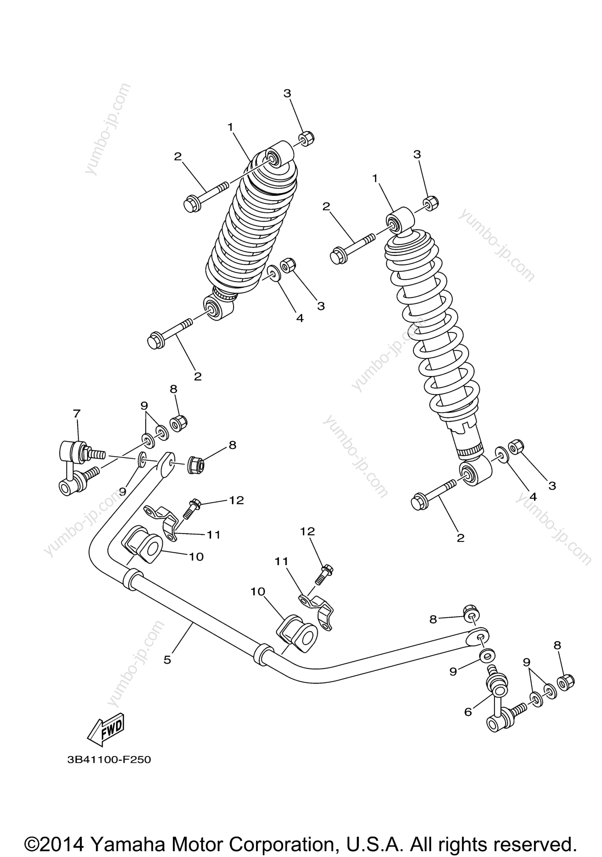 Rear Suspension for ATVs YAMAHA GRIZZLY 550 FI 4WD HUNTER (YFM5FGHY) 2009 year