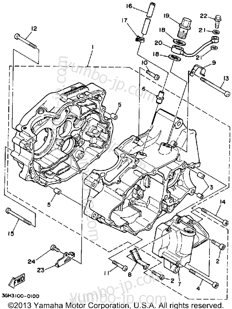 CRANKCASE for ATVs YAMAHA MOTO-4 (YFM250B) 1991 year