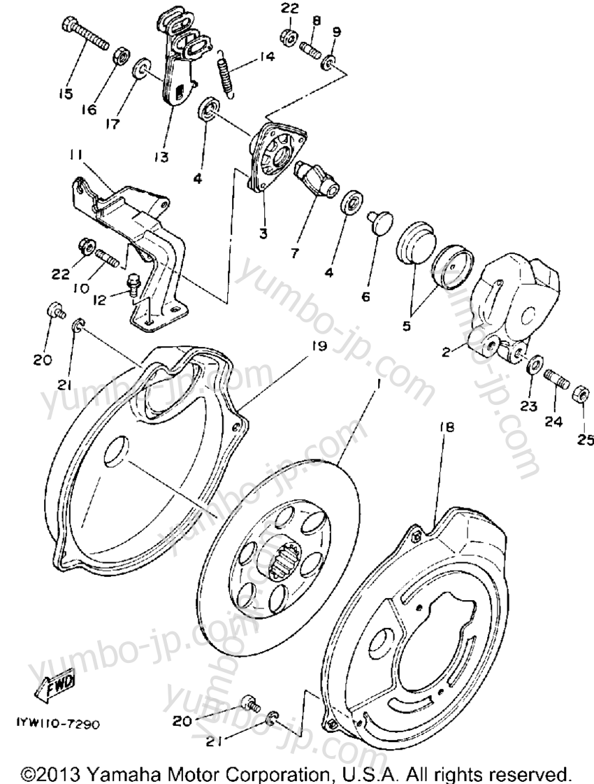 REAR BRAKE CALIPER для квадроциклов YAMAHA MOTO-4 (YFM350ERA) 1990 г.