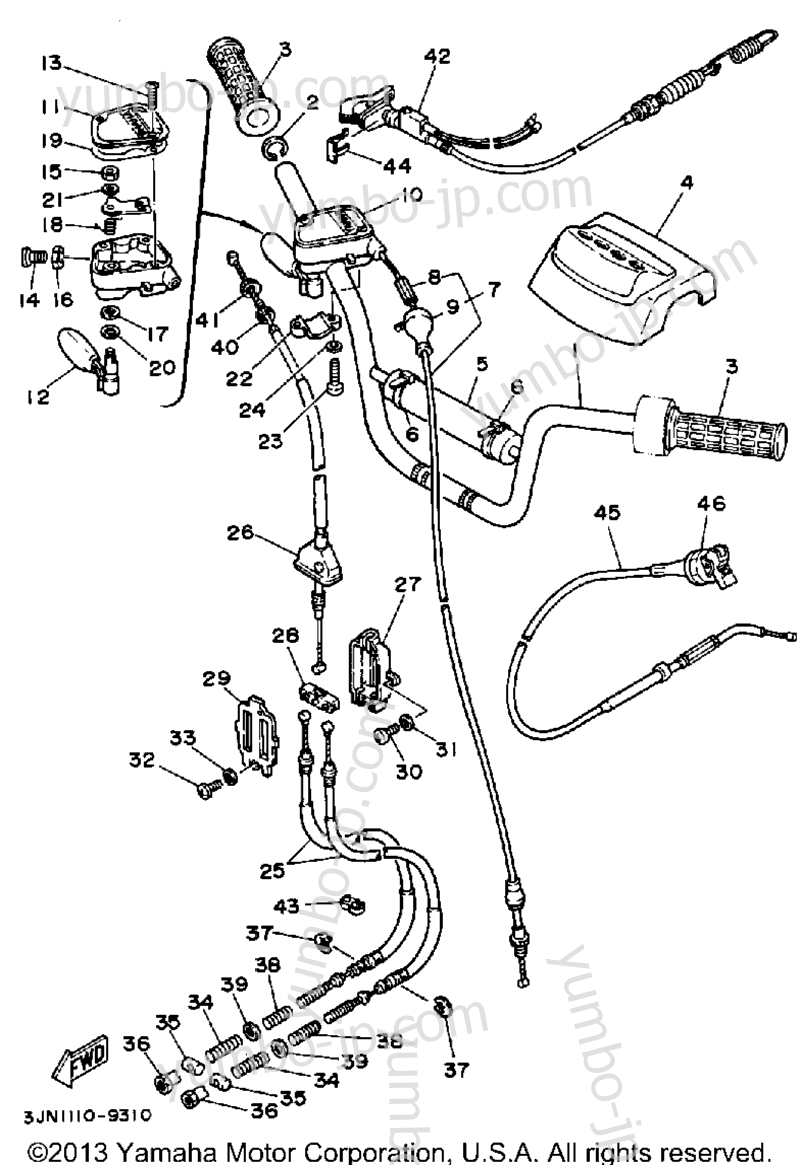 Handlebar - Cable для квадроциклов YAMAHA PRO-4 PRO HAULER (YFU1W) 1989 г.