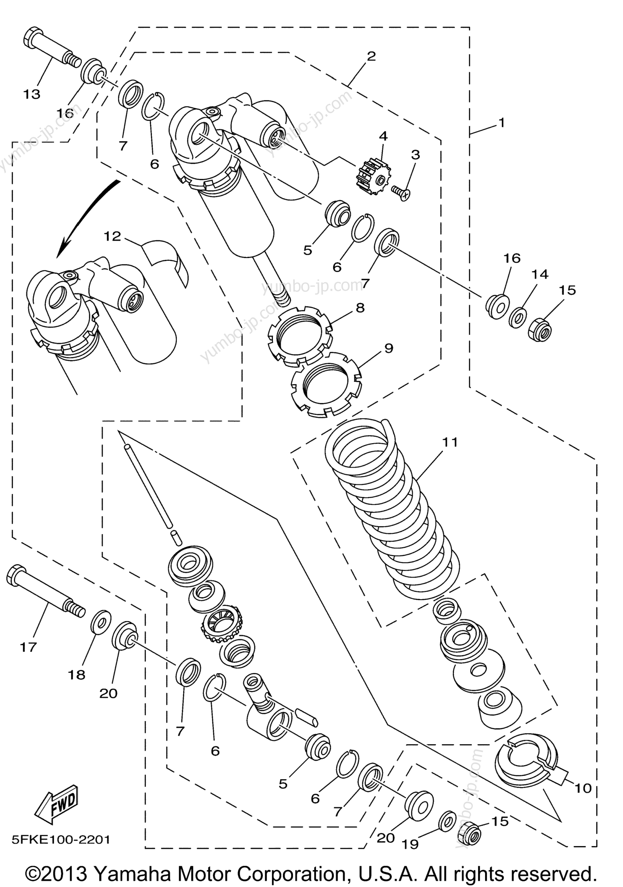 Rear Shock для квадроциклов YAMAHA BANSHEE (YFZ350G_MN) 1995 г.