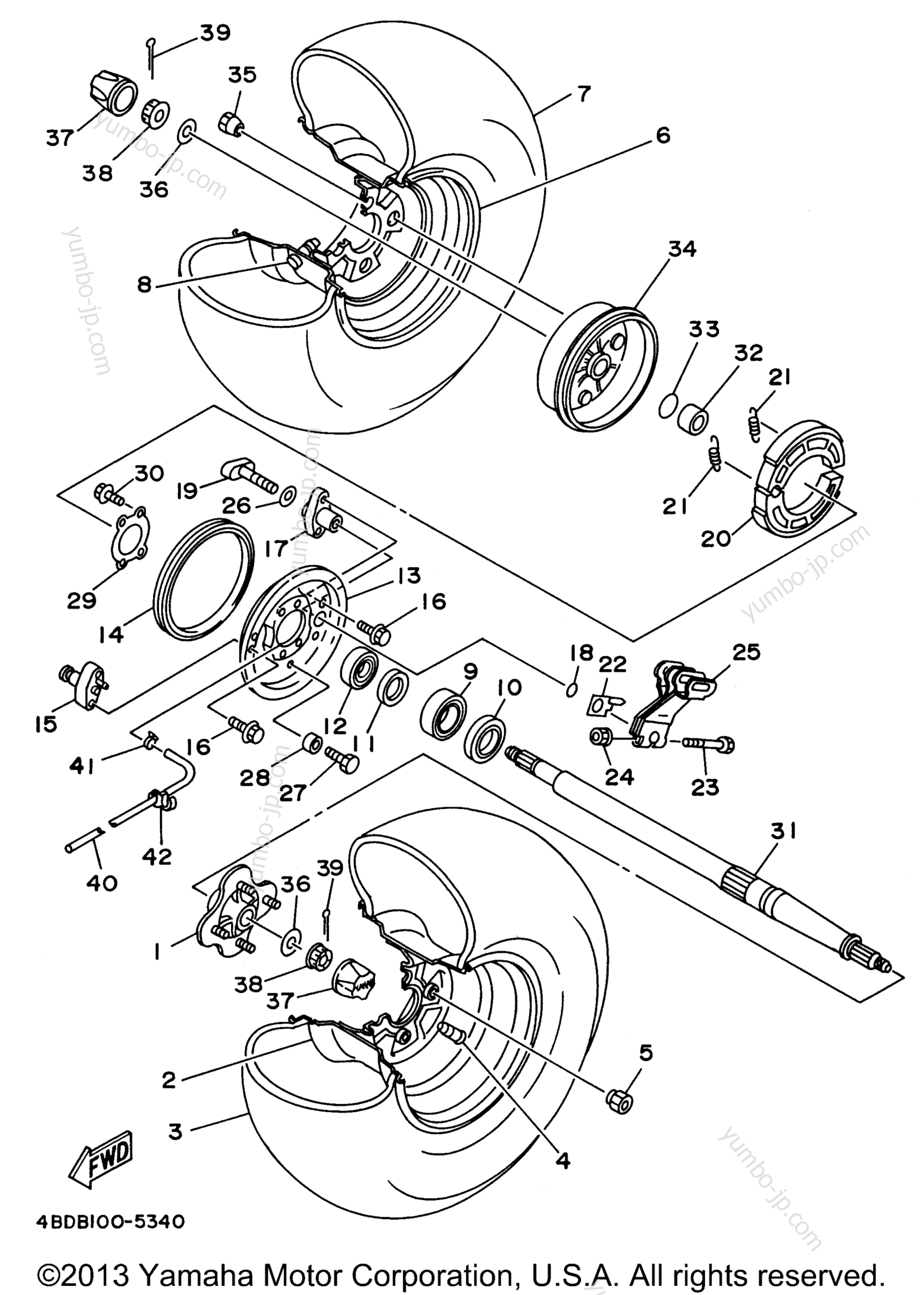 REAR WHEEL для квадроциклов YAMAHA TIMBERWOLF 2WD (YFB250FWH) 1996 г.