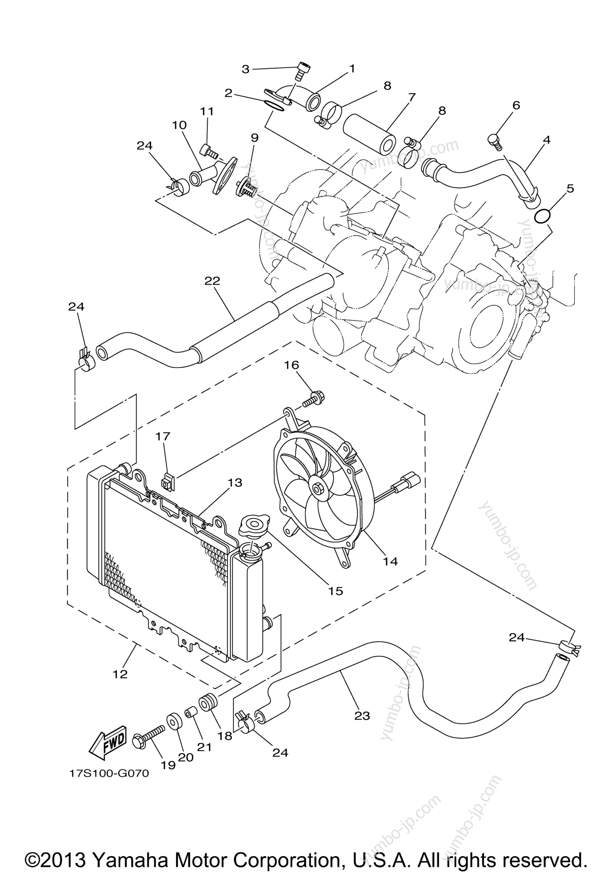 RADIATOR HOSE для квадроциклов YAMAHA GRIZZLY 450 4WD HUNTER (YFM45FGHZ) 2010 г.