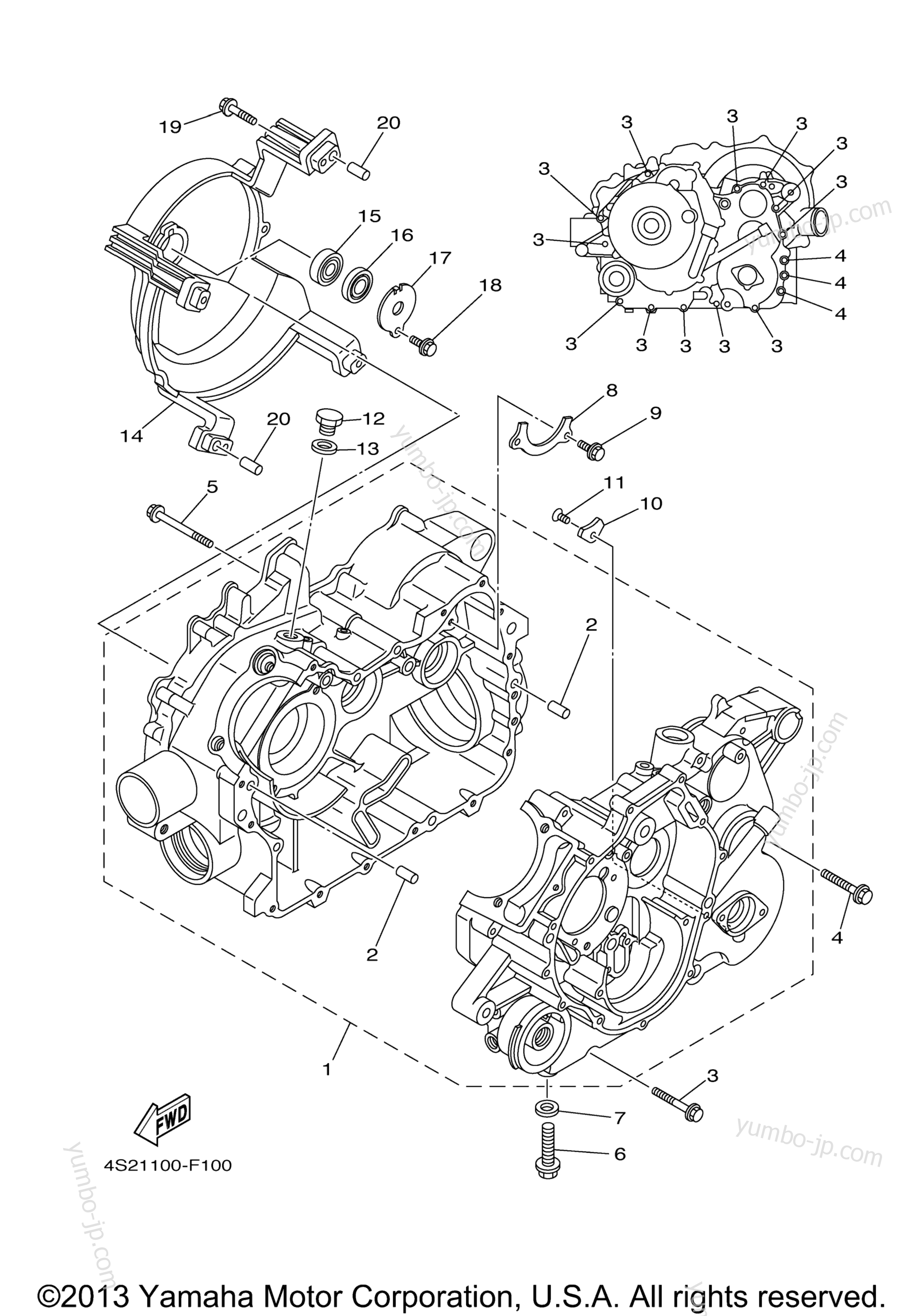 CRANKCASE for ATVs YAMAHA GRIZZLY 350 IRS HUNTER (YFM35FGIHW) 2007 year