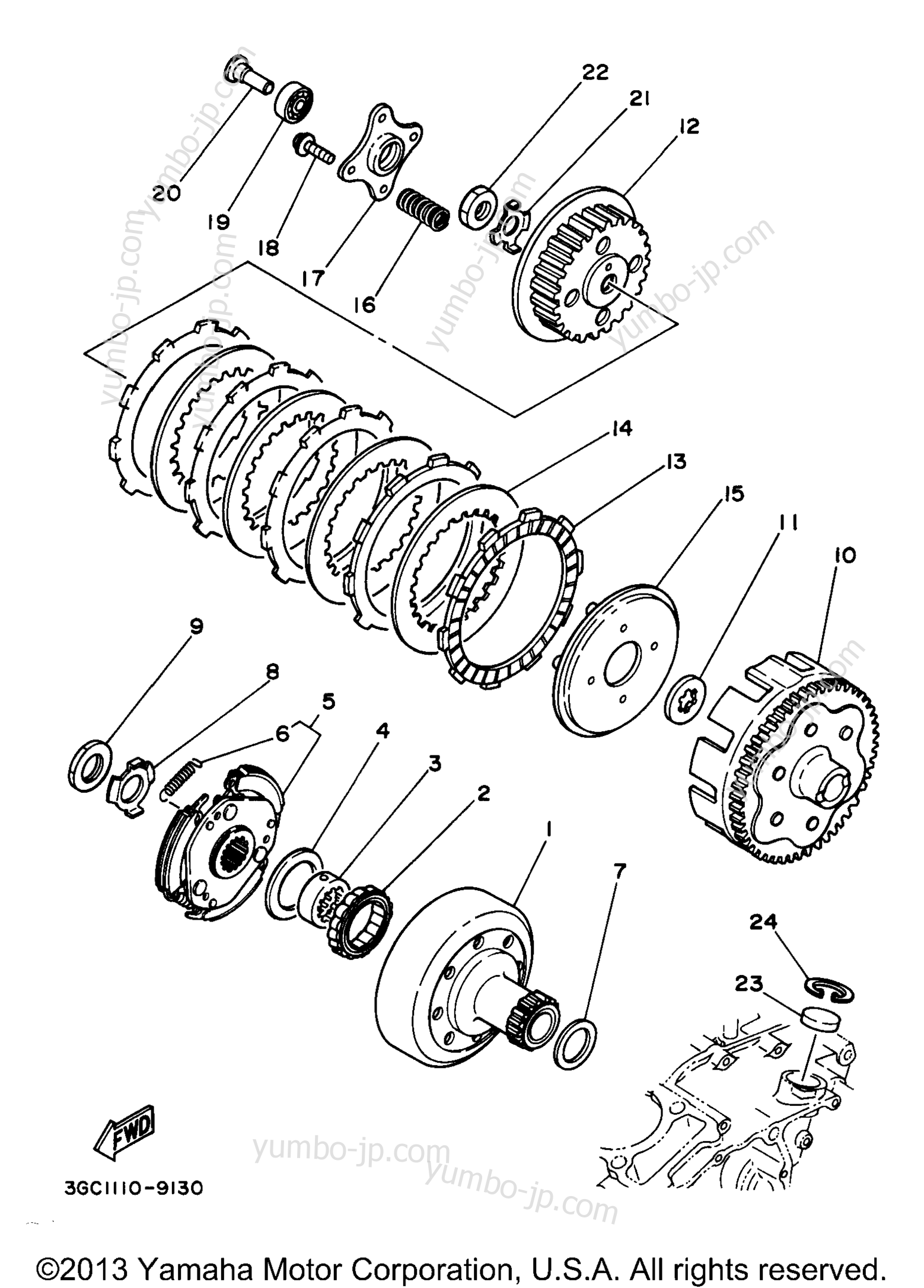 Устройство сцепления для квадроциклов YAMAHA TIMBERWOLF 2WD (YFB250UJ_M) 1997 г.