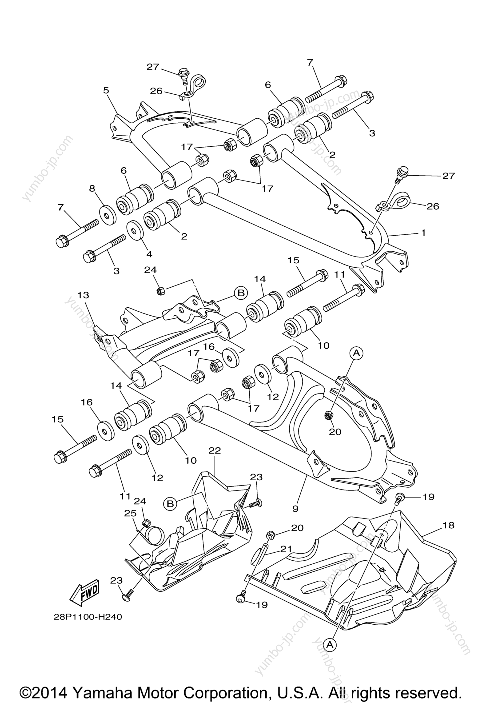 REAR ARM for ATVs YAMAHA GRIZZLY 550 FI EPS 4WD HUNTER (YFM5FGPHY) 2009 year