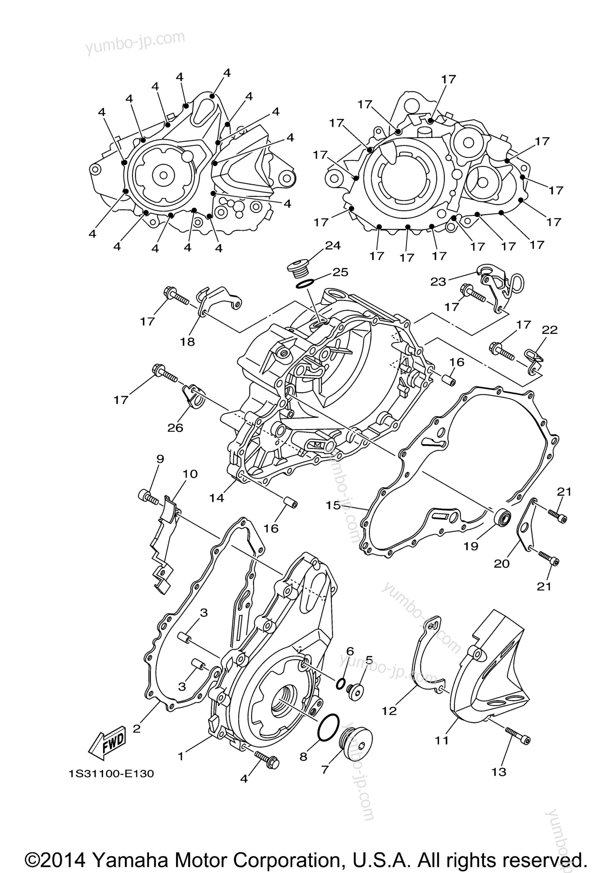 Crankcase Cover 1 для квадроциклов YAMAHA RAPTOR 700R SE (YFM700RSEL) 2014 г.