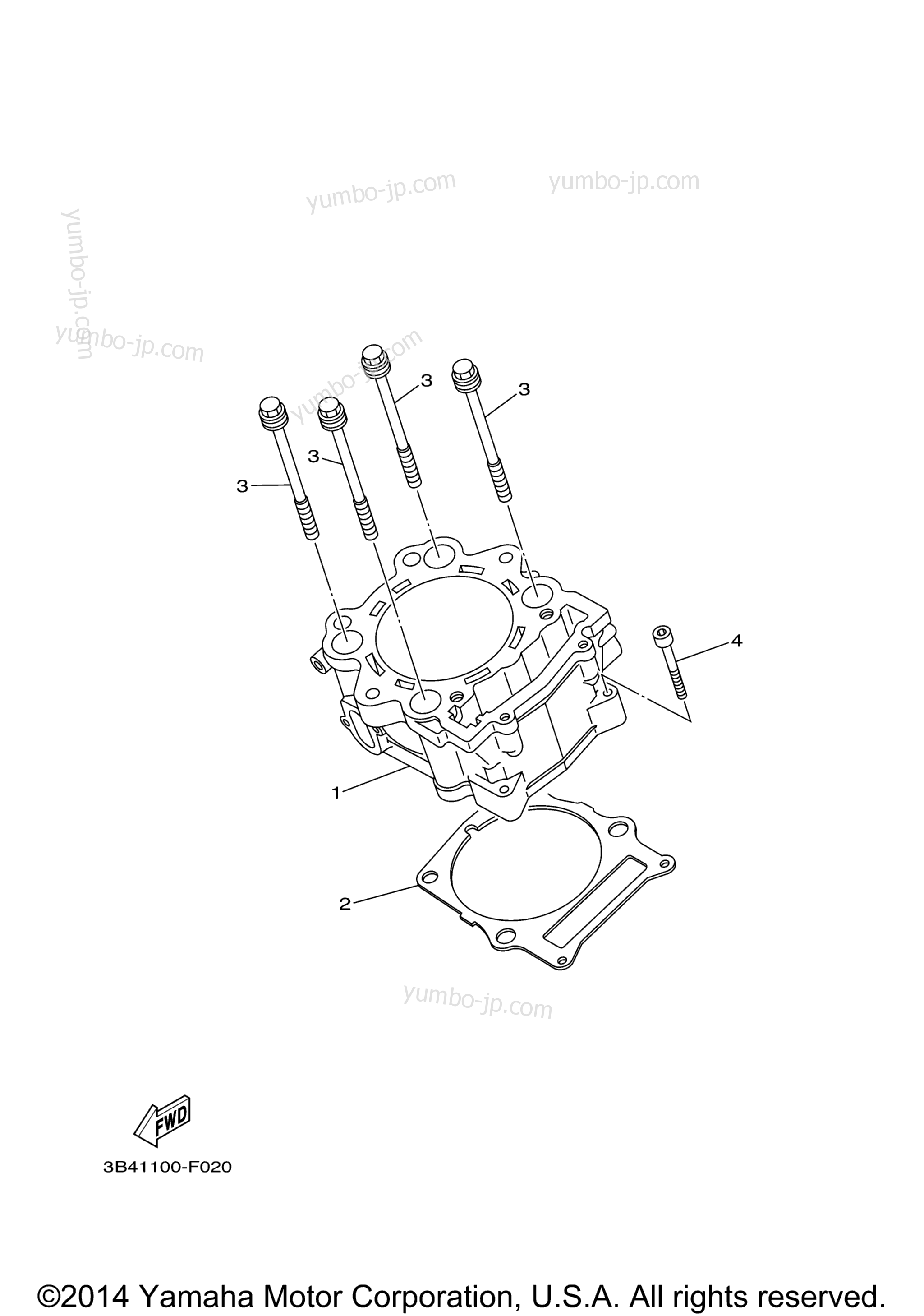 CYLINDER for ATVs YAMAHA GRIZZLY 700 HUNTER (YFM7FGHA) 2011 year