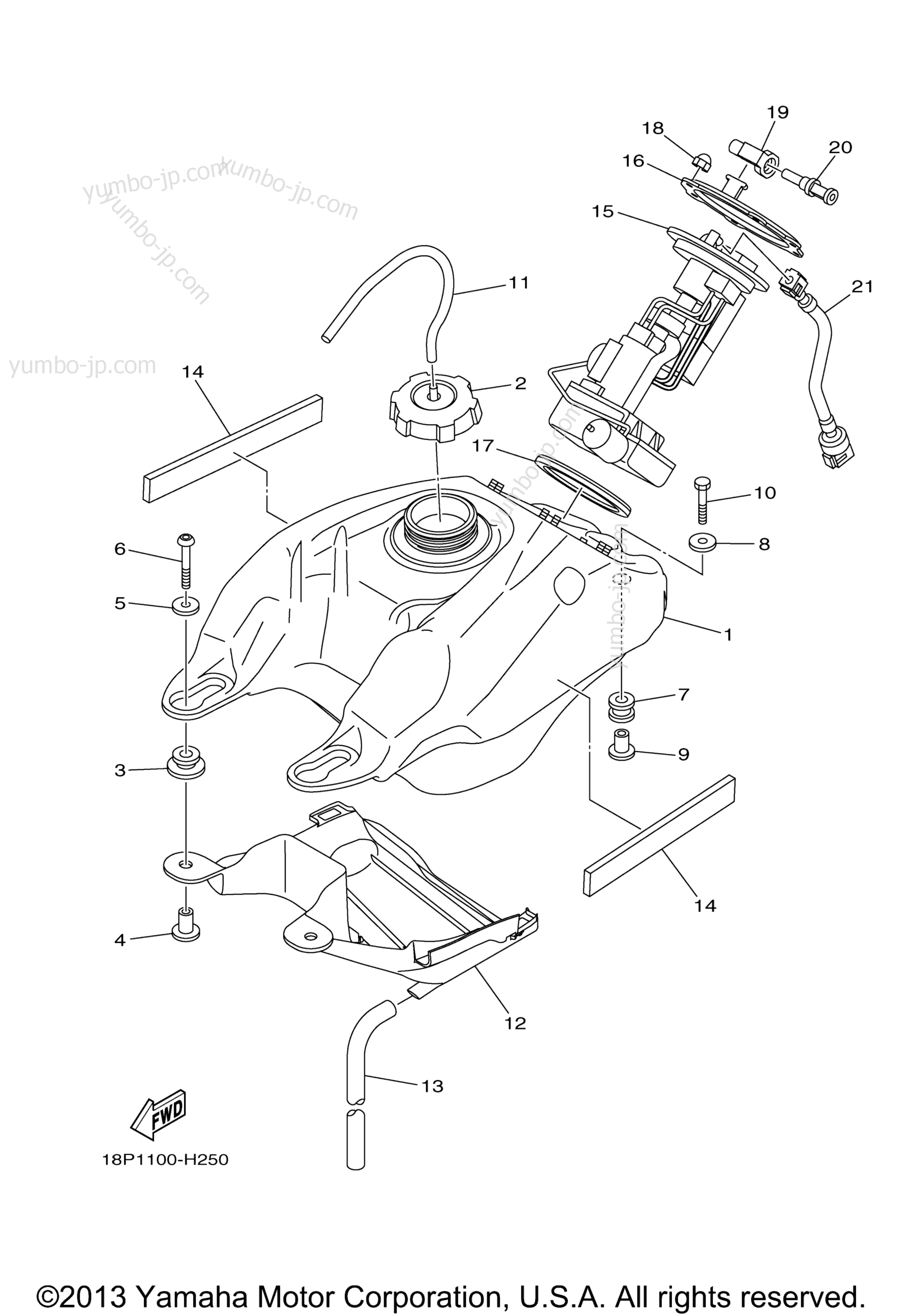 FUEL TANK for ATVs YAMAHA YFZ450X (YFZ450XZL) 2010 year