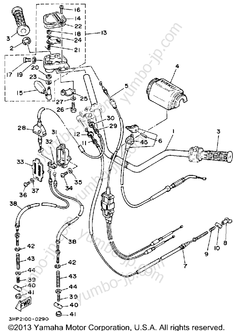 Handlebar-Cable для квадроциклов YAMAHA MOTO-4 (YFM350ERD) 1992 г.