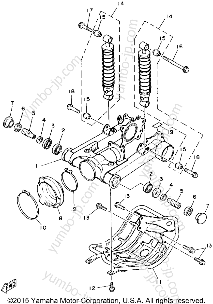 Swing Arm Rear Shocks для квадроциклов YAMAHA MOTO-4 (YFM225T) 1987 г.