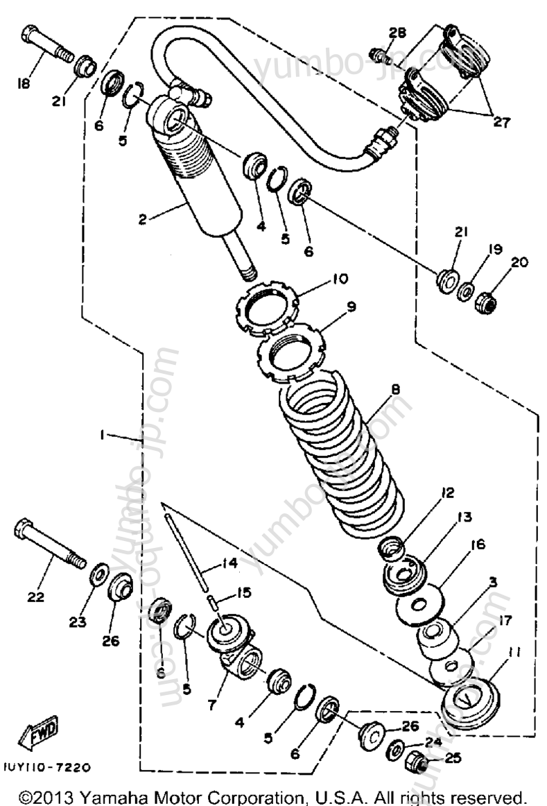 Rear Shocks для квадроциклов YAMAHA WARRIOR (YFM350XT) 1987 г.