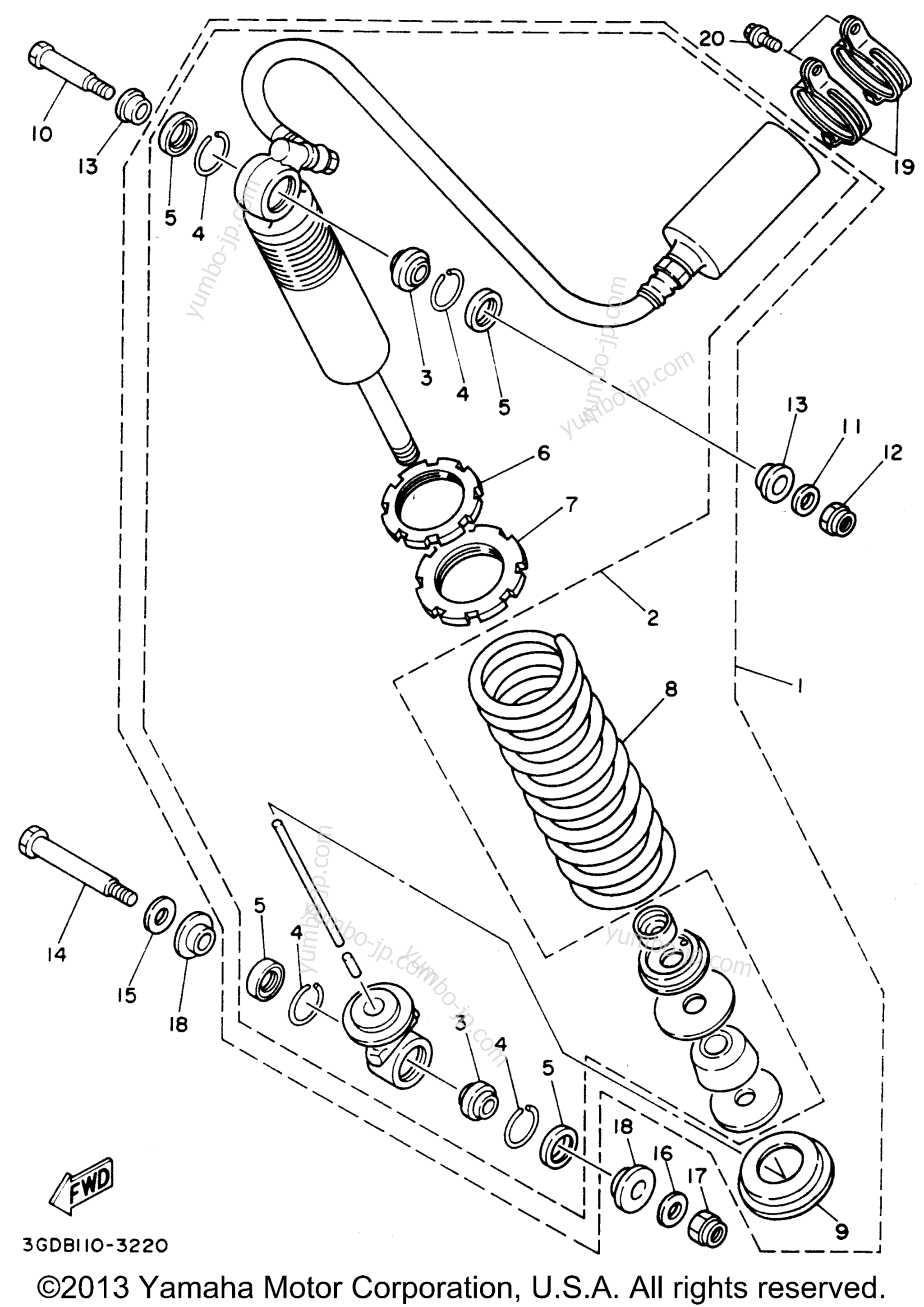 Rear Suspension для квадроциклов YAMAHA WARRIOR (YFM350XF_M) 1994 г.