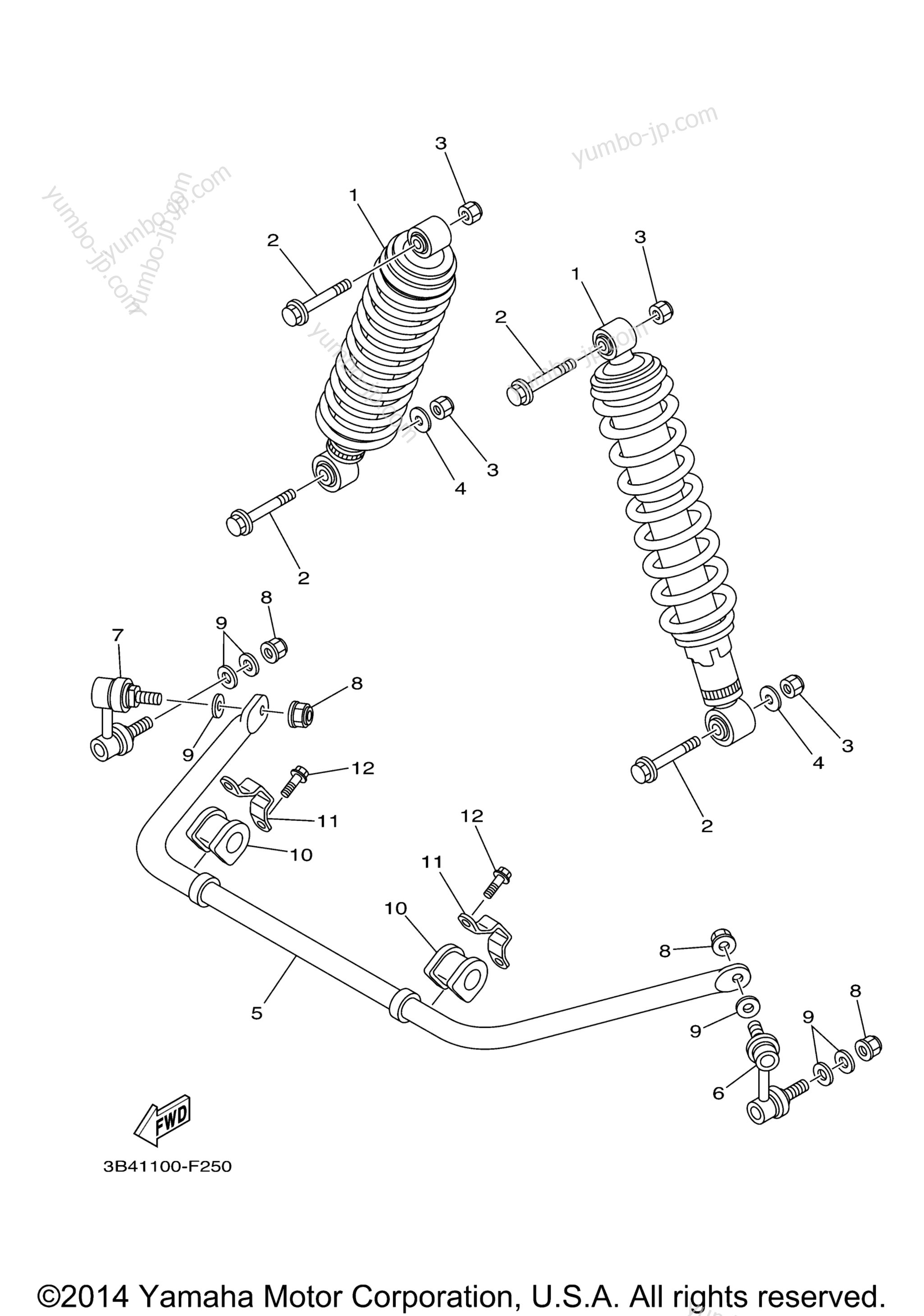 Rear Suspension for ATVs YAMAHA GRIZZLY 550 FI EPS 4WD HUNTER (YFM5FGPHZ) 2010 year
