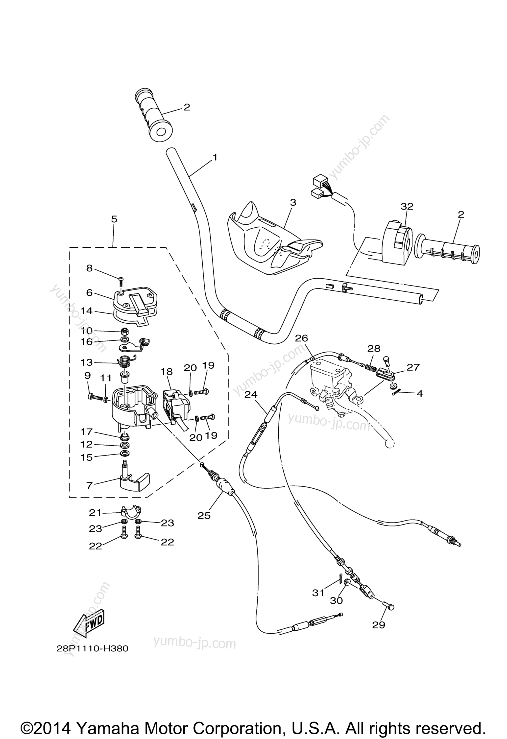 Steering Handle Cable для квадроциклов YAMAHA GRIZZLY 700 FI EPS 4WD HUNTER (YFM7FGPHY) 2009 г.