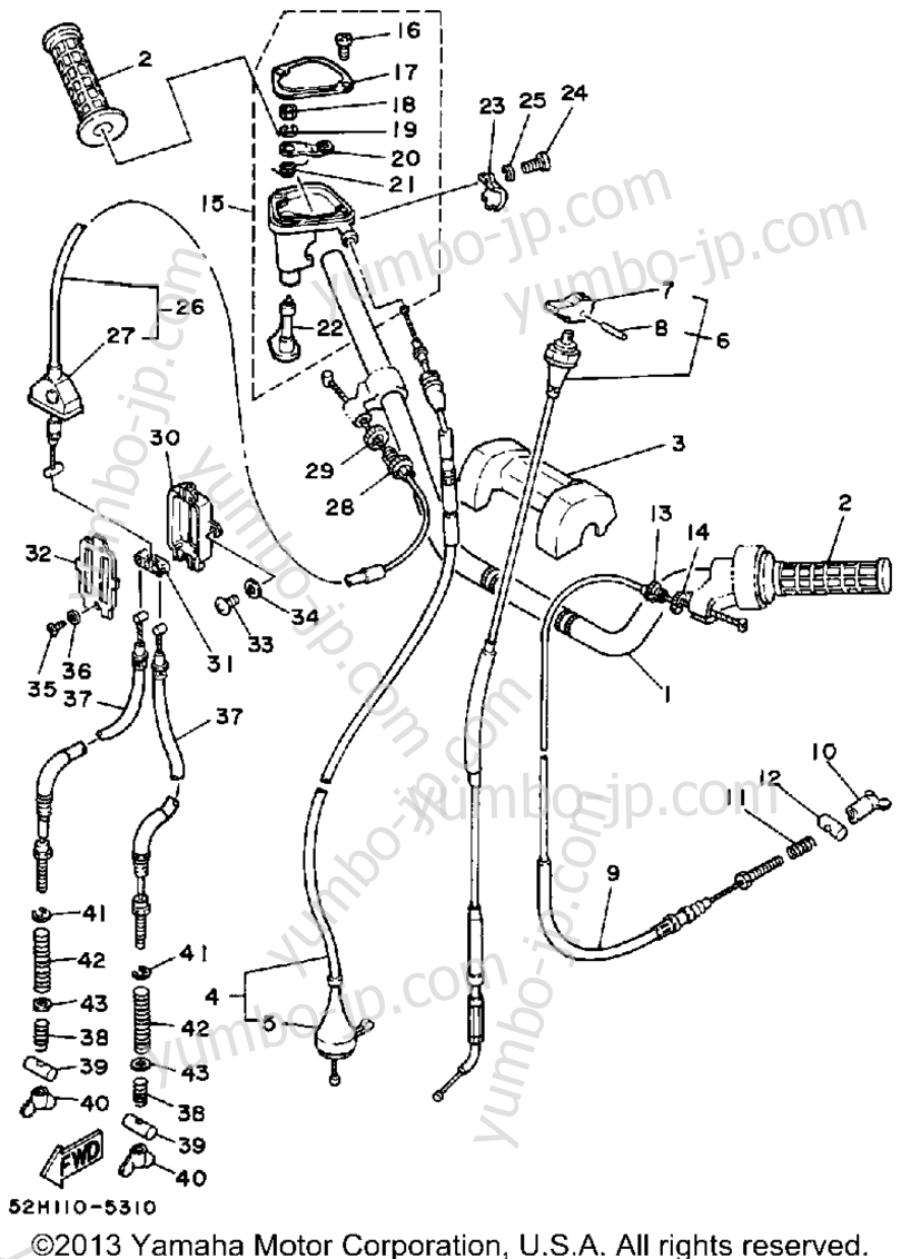 Handlebar - Cable для квадроциклов YAMAHA MOTO-4 (YFM200N) 1985 г.