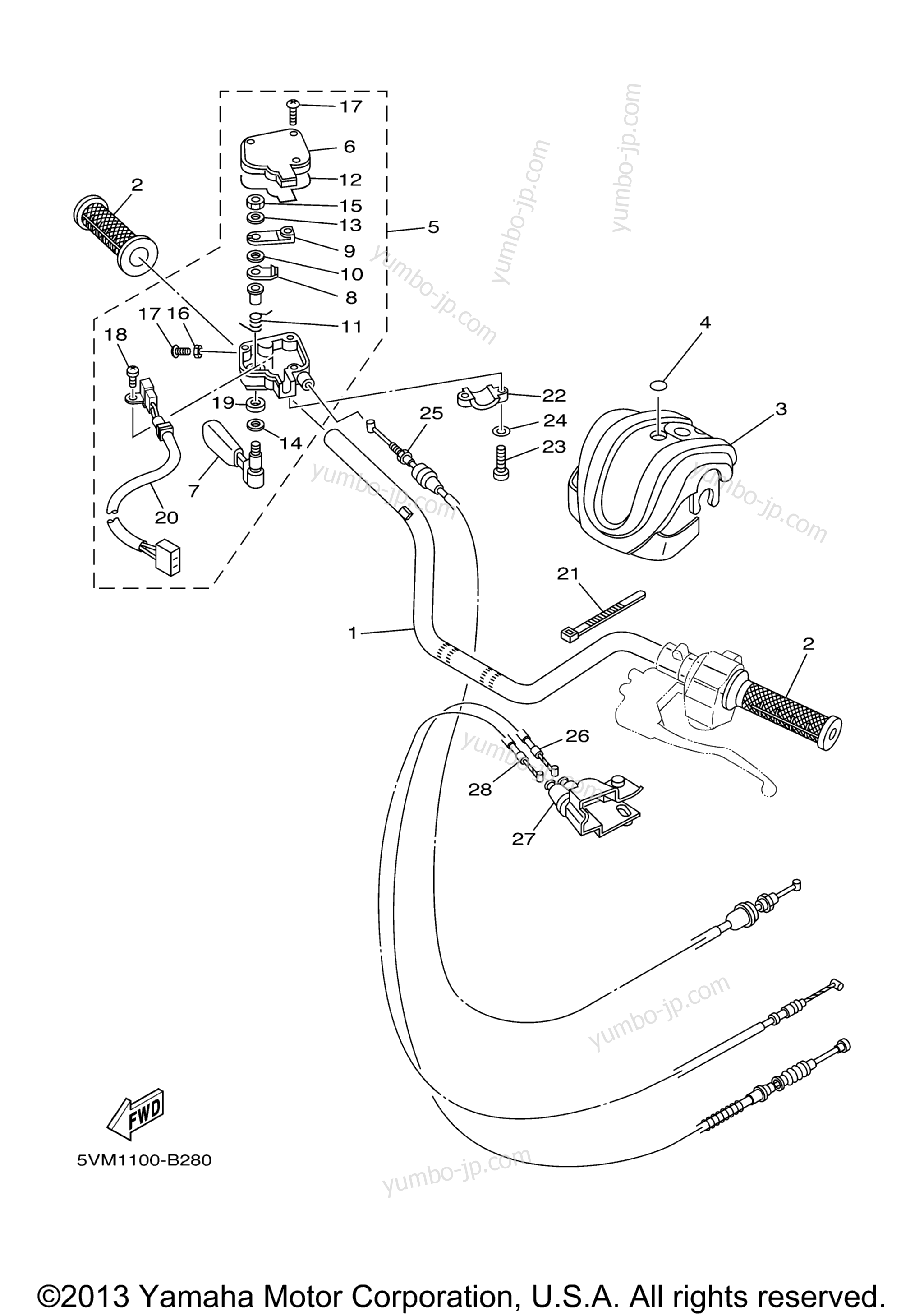 Steering Handle Cable for ATVs YAMAHA BLASTER (YFS200T) 2005 year