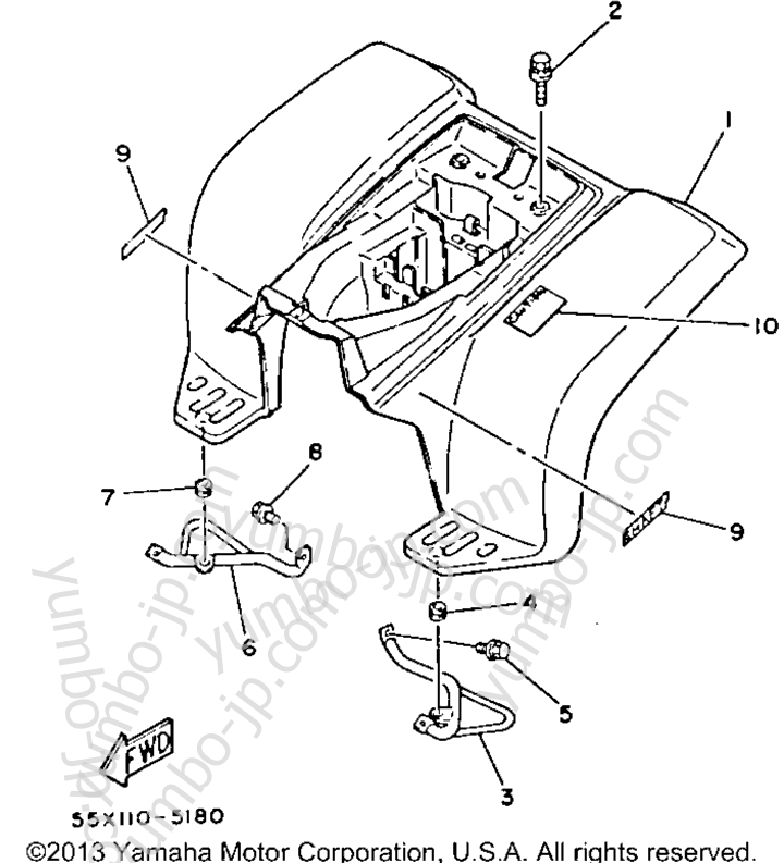 REAR FENDER for ATVs YAMAHA BADGER (YFM80N) 1985 year