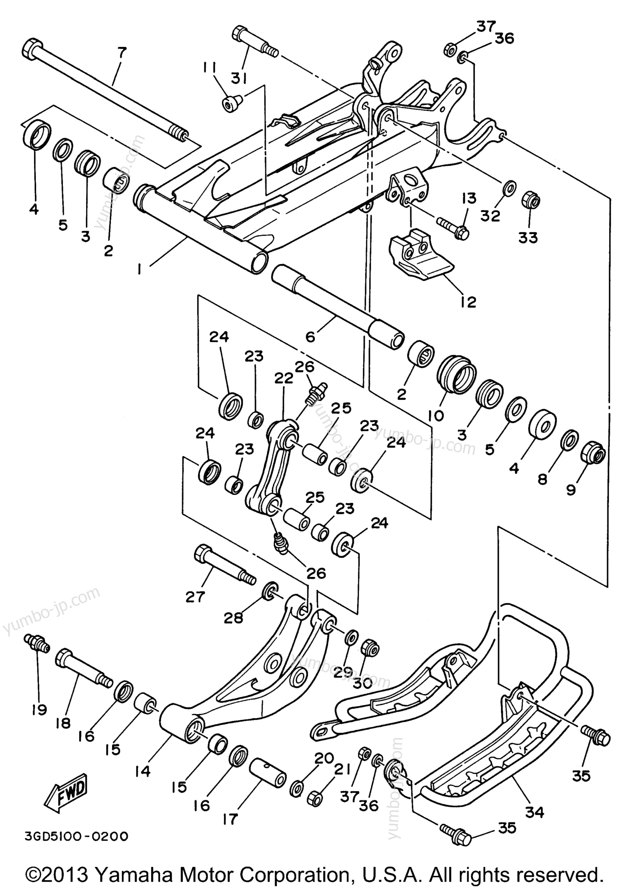 REAR ARM для квадроциклов YAMAHA WARRIOR (YFM350XH_M) 1996 г.