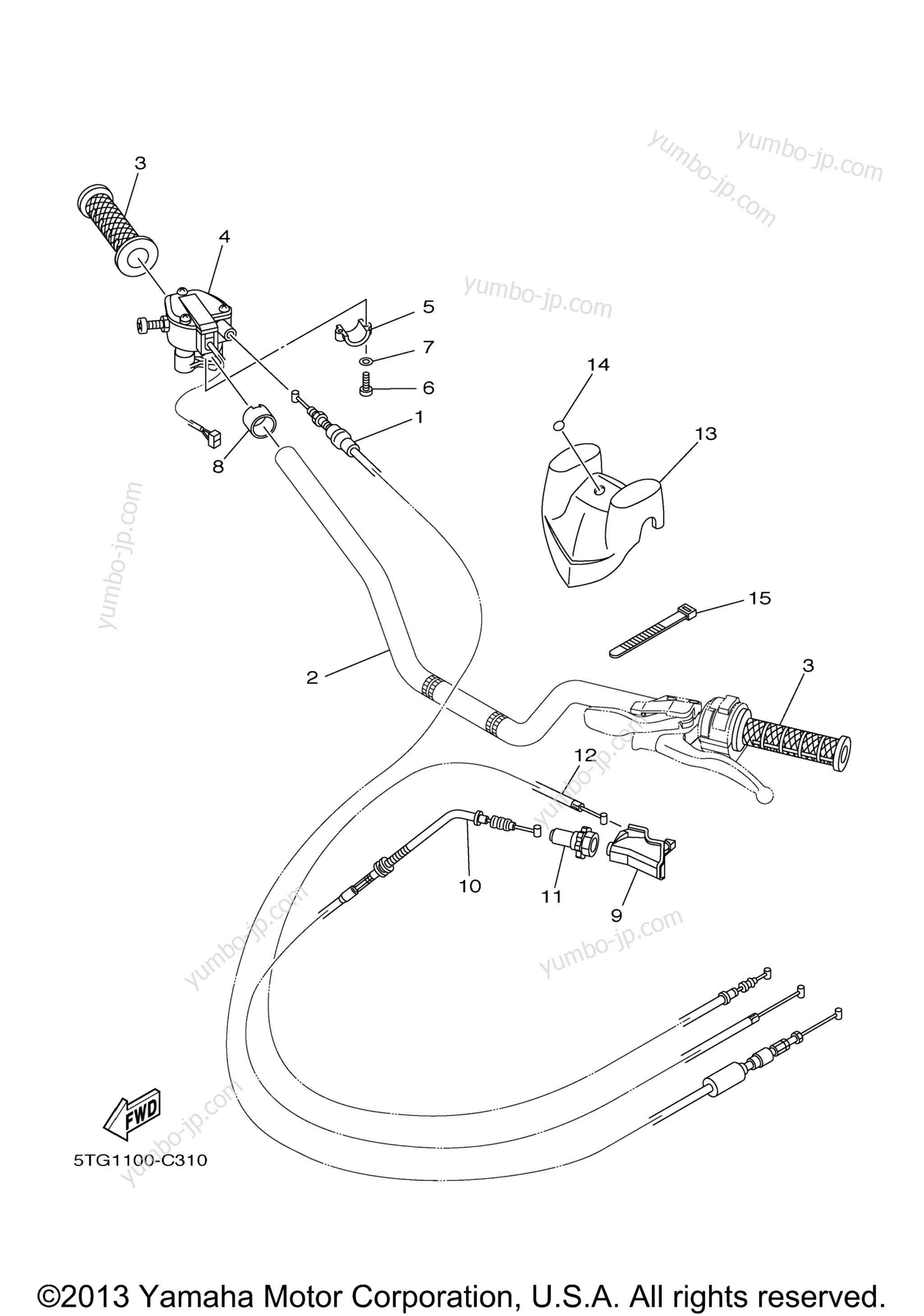 Steering Handle Cable для квадроциклов YAMAHA YFZ450V BILL BALLANCE EDITION (YFZ450BBV) 2006 г.