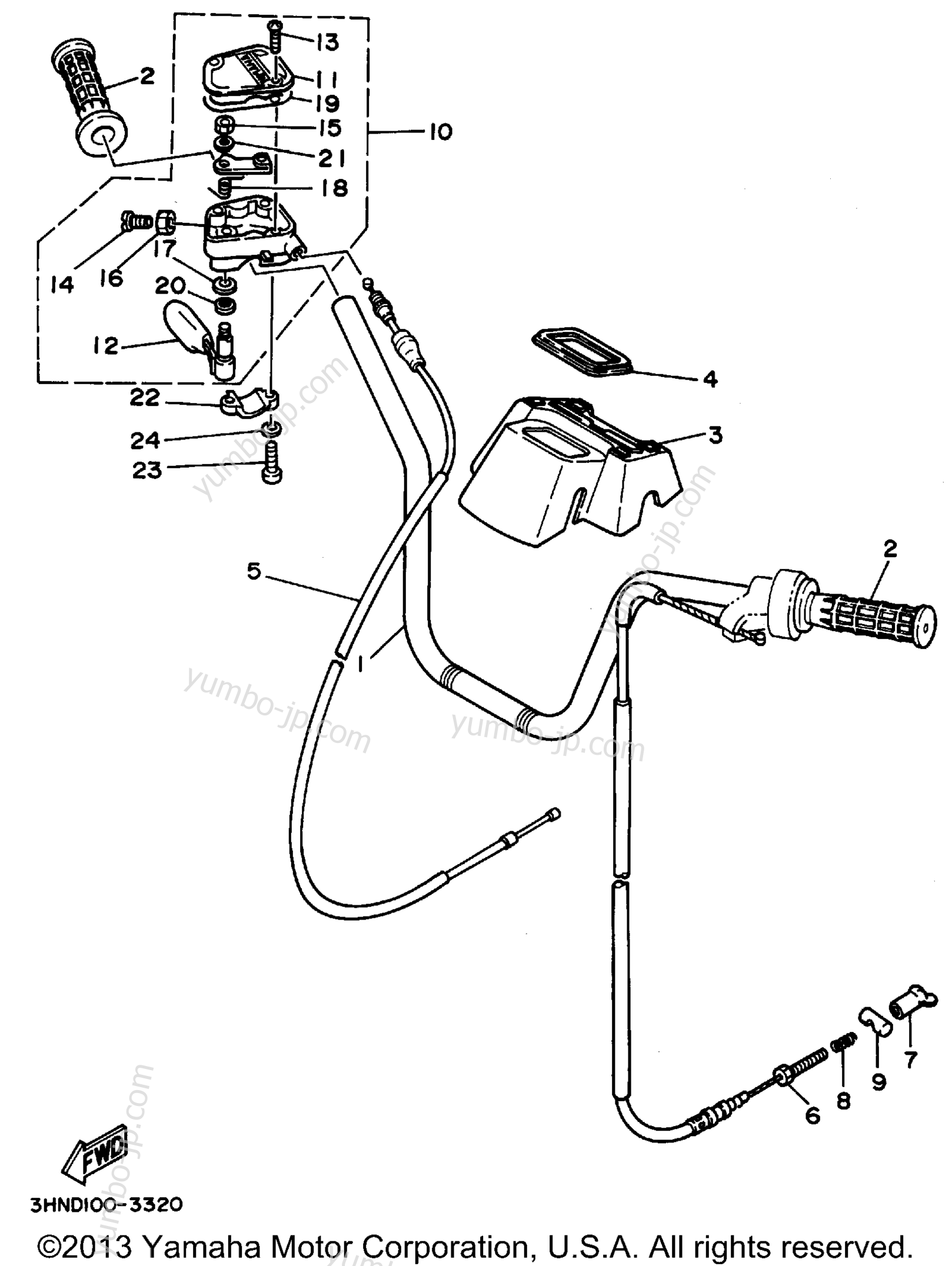 Steering Handle Cable для квадроциклов YAMAHA BIG BEAR 4WD (YFM350FWG_) 1995 г.