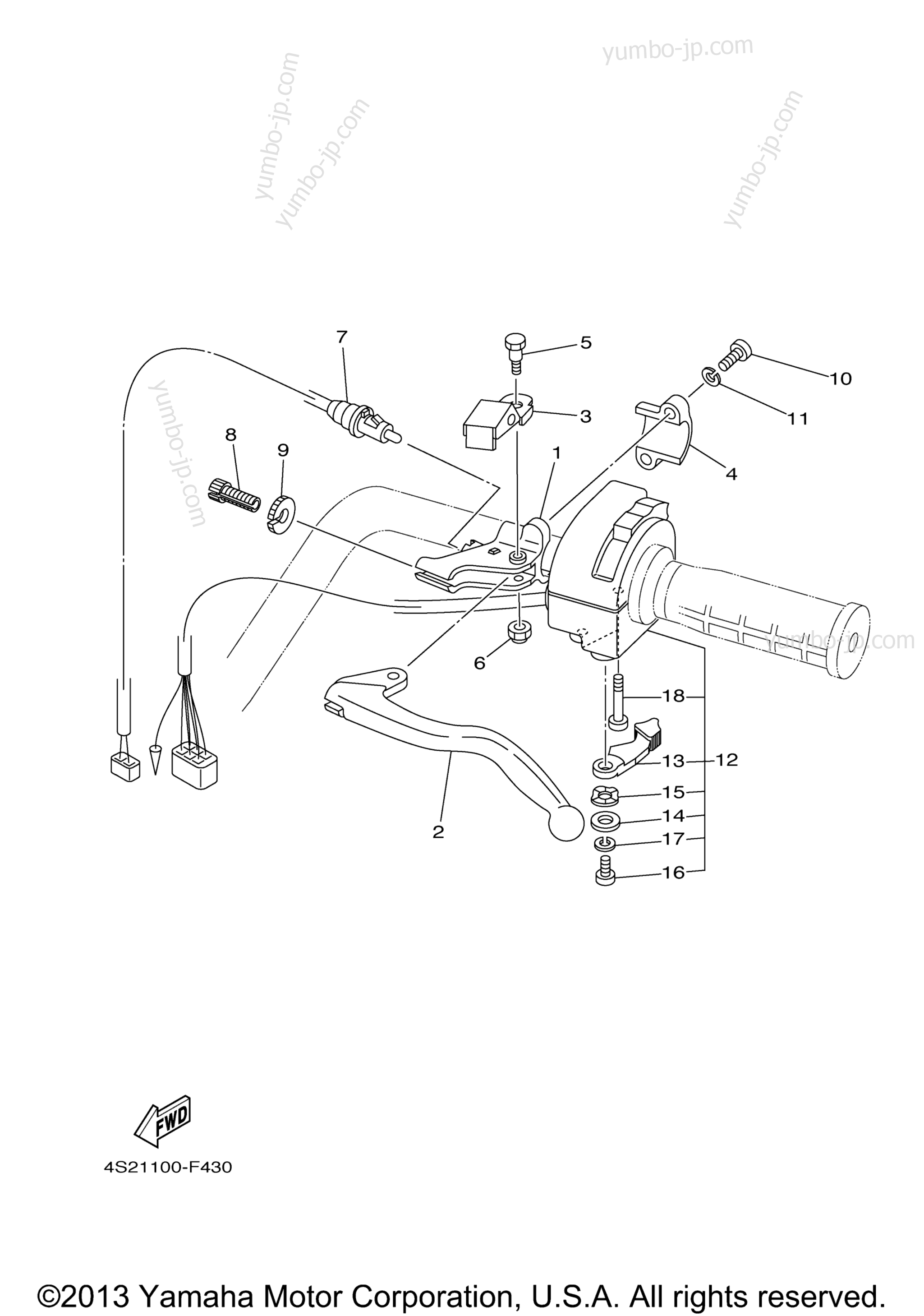 Handle Switch Lever for ATVs YAMAHA GRIZZLY 350 IRS HUNTER (YFM35FGIHW) 2007 year