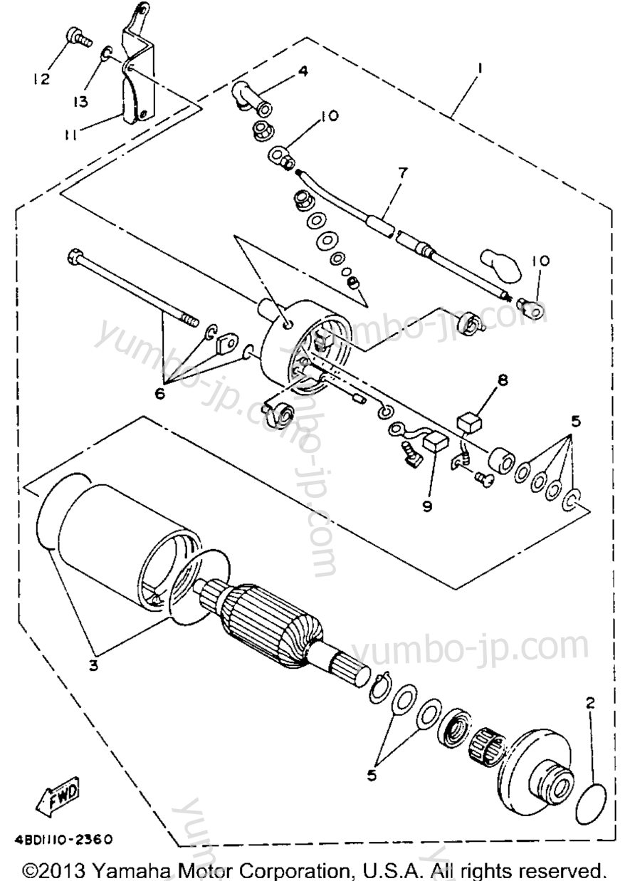 STARTING MOTOR для квадроциклов YAMAHA YFB250E_MN 1993 г.