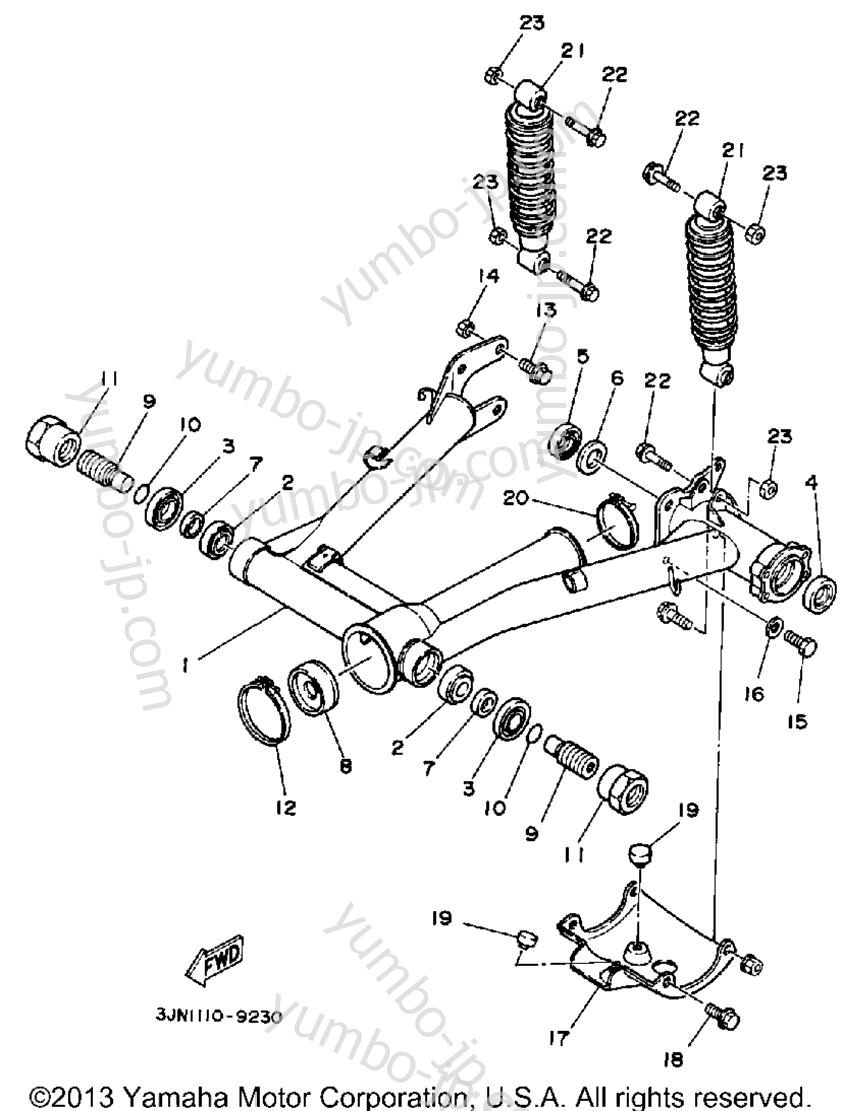 Swing Arm - Rear Shocks для квадроциклов YAMAHA PRO-4 PRO HAULER (YFU1W) 1989 г.