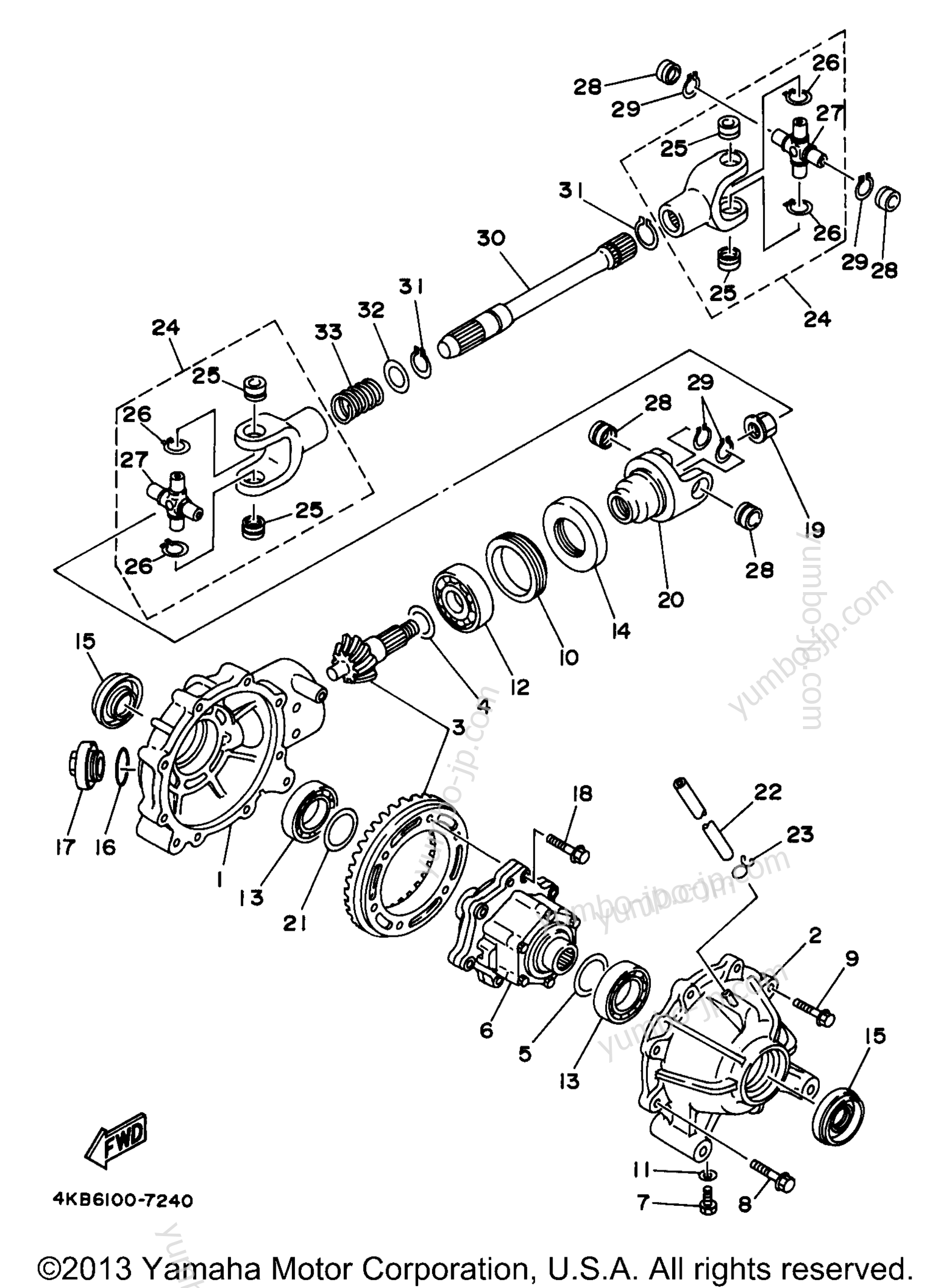 Front Differential for ATVs YAMAHA WOLVERINE (YFM35FXK) 1998 year