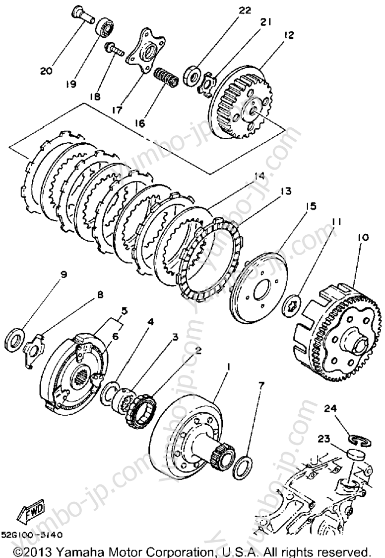 CLUTCH for ATVs YAMAHA MOTO-4 (YFM200N) 1985 year