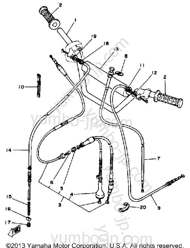 Handlebar - Cable для квадроциклов YAMAHA YT175J 1982 г.