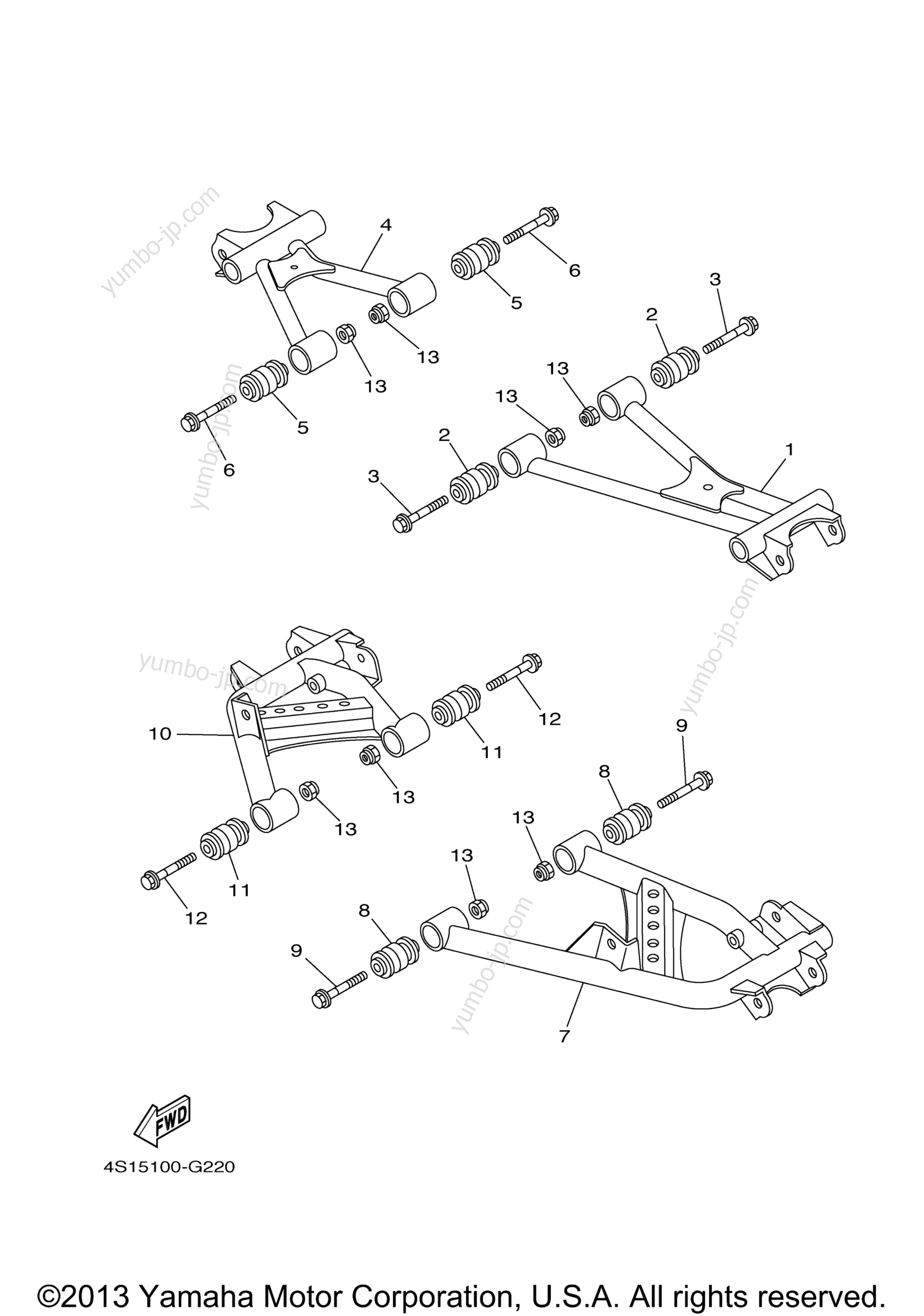 REAR ARM для квадроциклов YAMAHA GRIZZLY 450 EPS HUNTING (YFM450PHEH) 2014 г.
