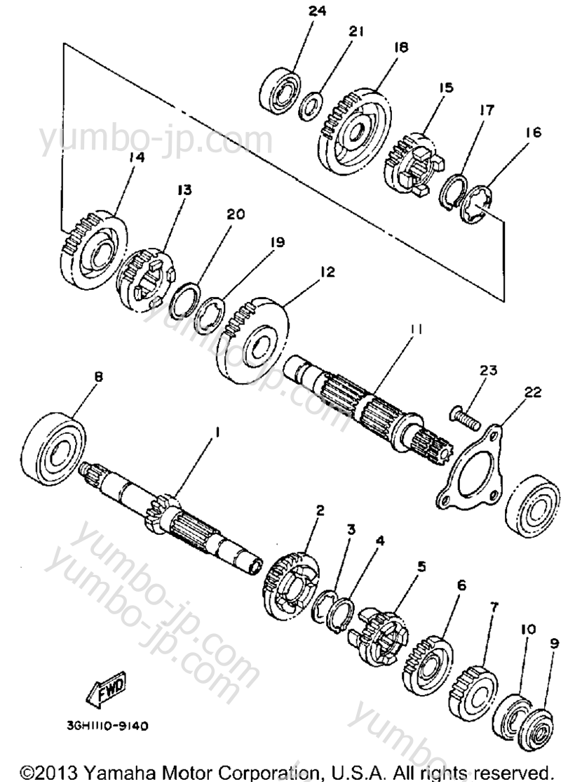 TRANSMISSION для квадроциклов YAMAHA PRO-4 PRO HAULER W-TURF TIRES (YFU1TW) 1989 г.
